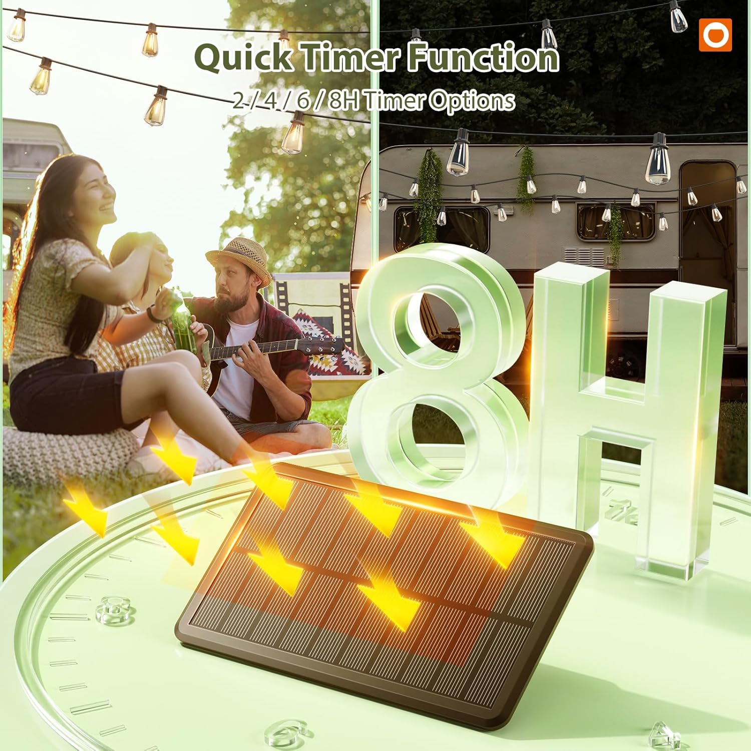 addlon 52(48+4) FT Solar String Lights Waterproof, Remote Dimmable 16+1 LED | Patio Lights Solar Powered with USB Port, Shatterproof Bulbs, 3 Light Modes, Timable Solar Light for Camping Backyard Garden - Image 5