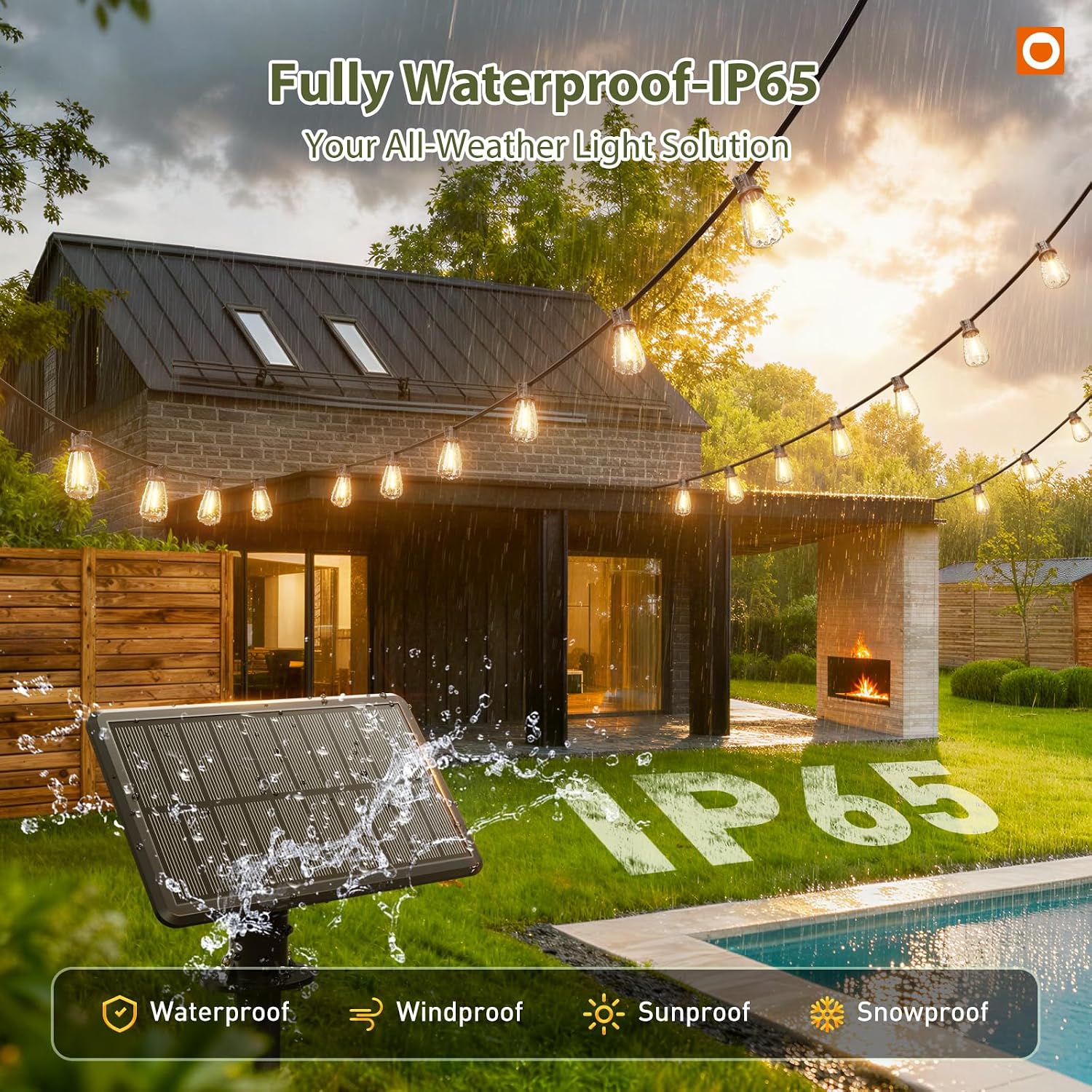 addlon 52(48+4) FT Solar String Lights Waterproof, Remote Dimmable 16+1 LED | Patio Lights Solar Powered with USB Port, Shatterproof Bulbs, 3 Light Modes, Timable Solar Light for Camping Backyard Garden - Image 4