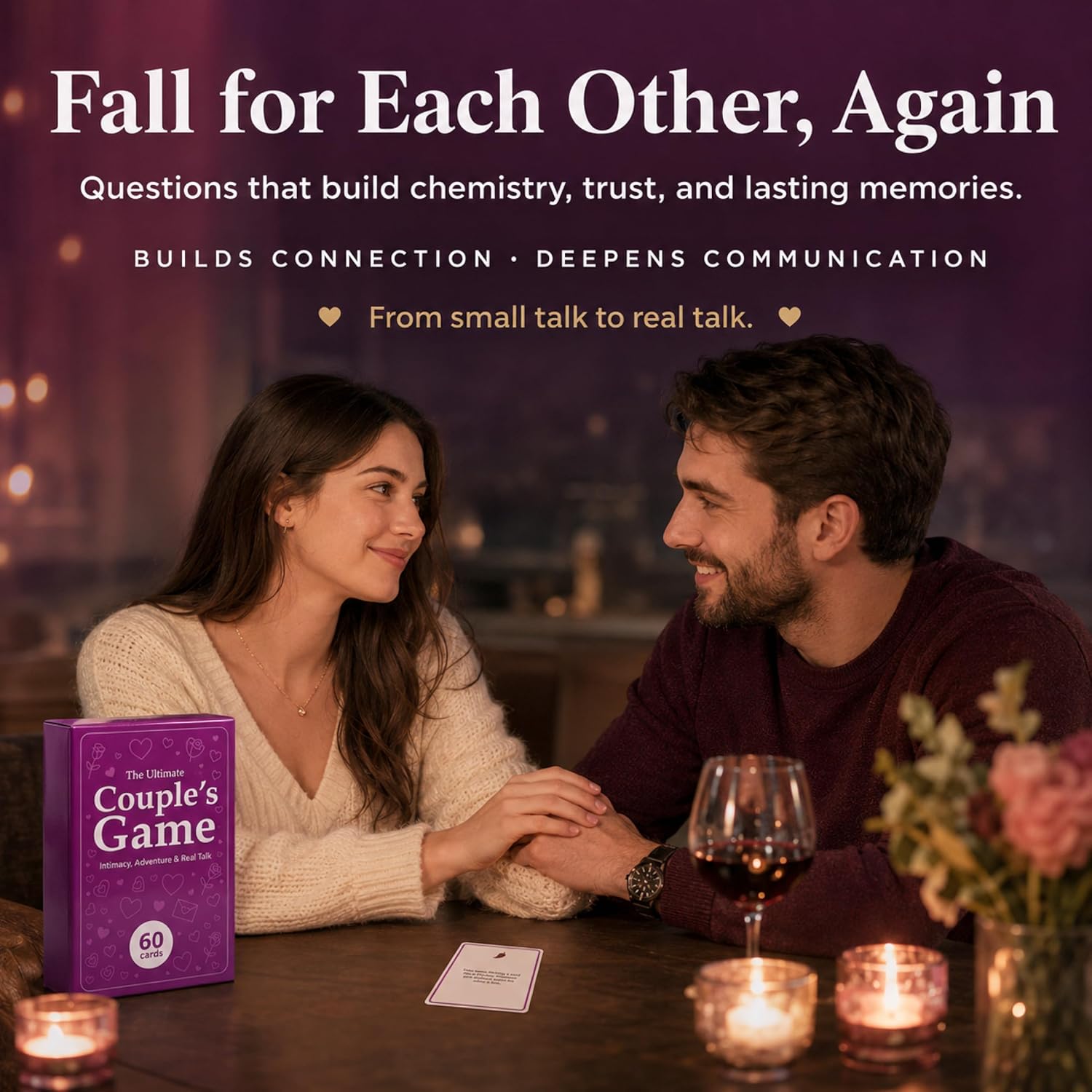 Fun & Romantic Couples Card Game for Adults with 6 Categories | Relationship Conversation Game with Intimacy, Adventure & Real Talk Questions - Gift for Her, Him & Newlyweds - 60 Cards - Image 4