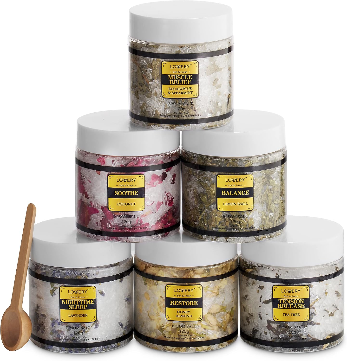 Gifts for Women Who Have Everything Spa Gift Basket, Epsom Bath Salts Gift Basket Set, Self Care Salt W/Essential Oil, Gifts for Mom, Her, Lavender, Eucalyptus, Lemon, Coconut, Tea Tree, Honey Almond - Image 8
