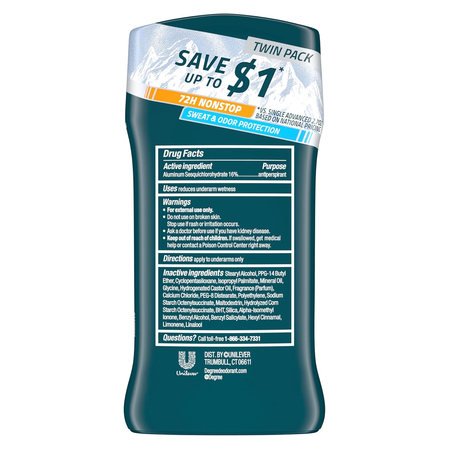 Degree Advanced Antiperspirant Deodorant Everest 2.6 oz 2 Count | 72-Hour Sweat and Odor Protection For Men With Body Heat Activated® Technology - Image 2