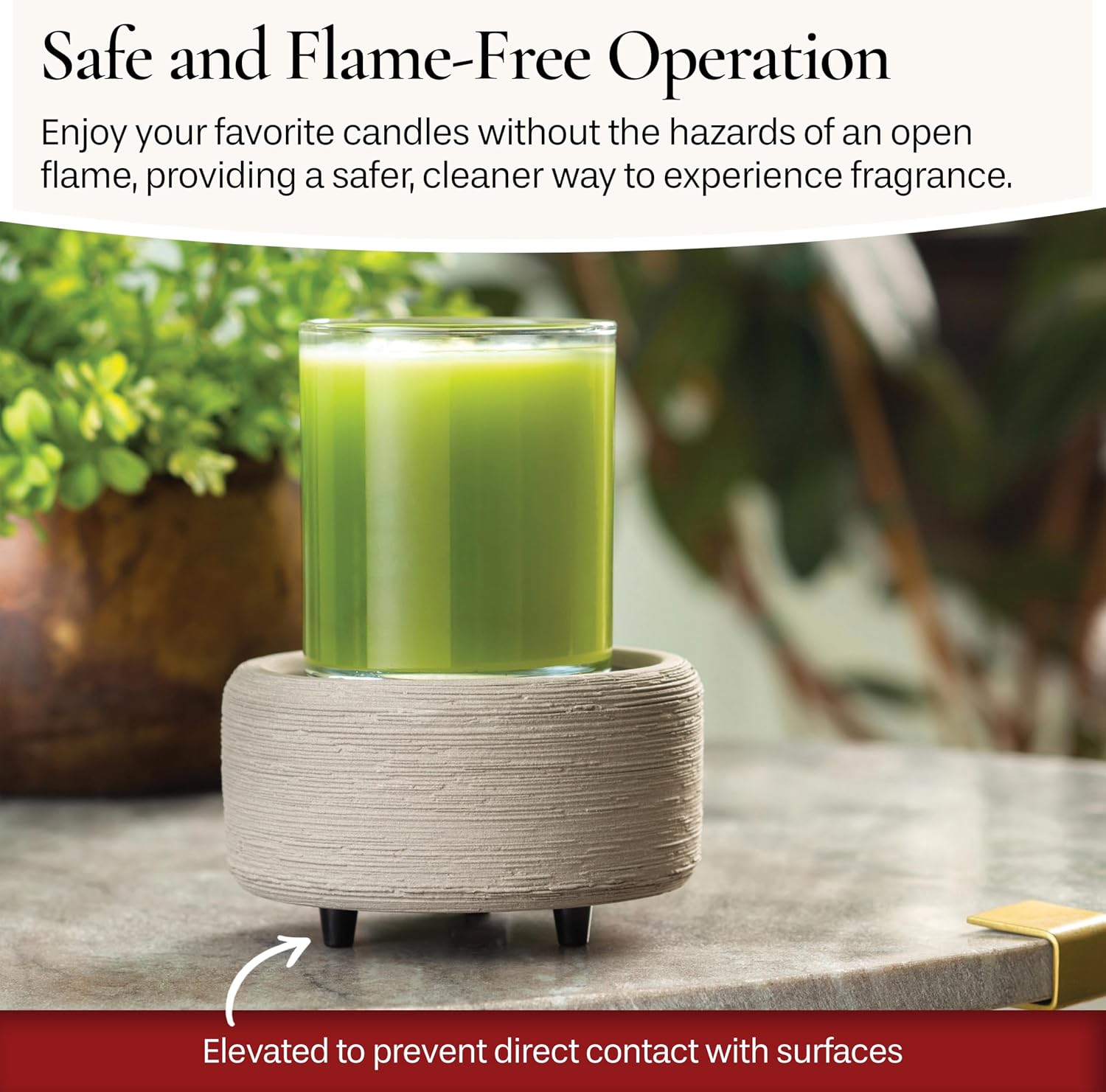 Candle Warmers ETC 2-in-1 Candle and Fragrance Warmer for Warming Scented Candles or Wax Melts and Tarts with to Freshen Room, Gray Texture - Image 3