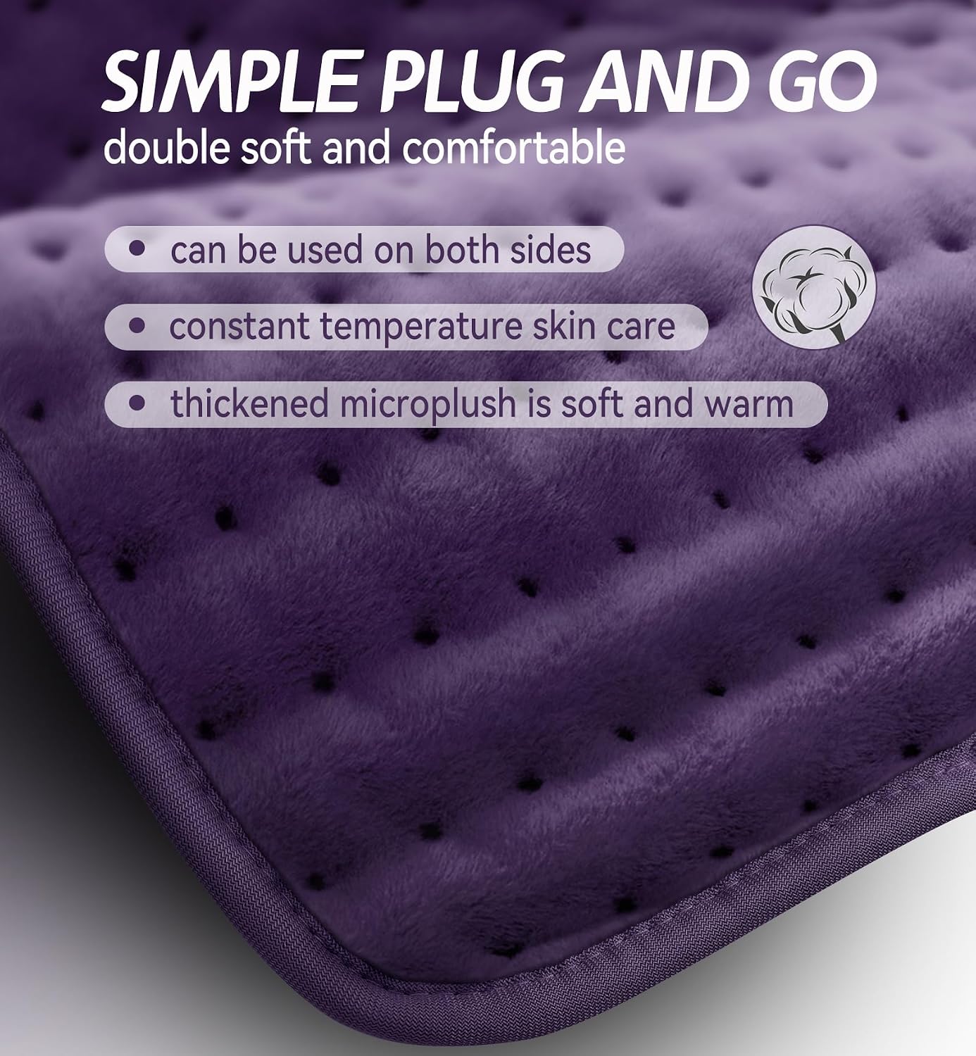 Electric Heating Pad for Back, Neck & Cramps Relief - Moist & Dry Heat Therapy - 6 Heat Settings, 4 Timer Options, Auto Shut-Off, Machine Washable, Ideal Christmas Gift for Men & Women,12"x24" - Image 8