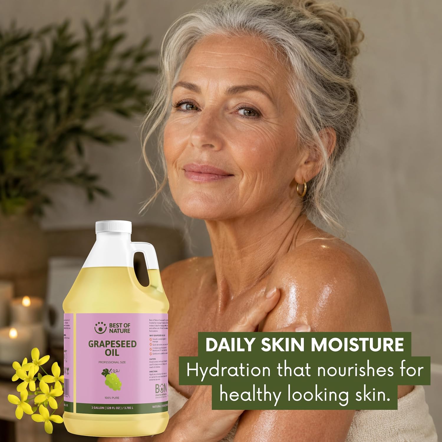 Best of Nature 100% Pure Grapeseed Oil - Unscented, Lightweight, Non-Greasy Moisturizer for Hair, Skin, Face & Aromatherapy, Carrier Oil for Essential Oils, Half Gallon (64 fl oz) - Image 4