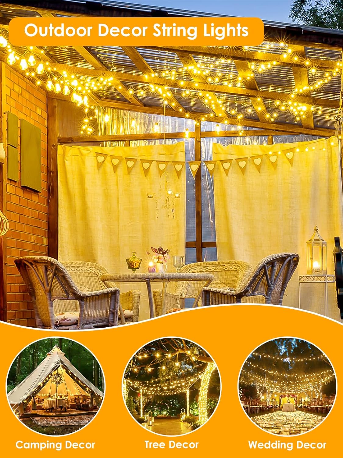 66FT 200 LED Fairy Lights Plug in, 8 Modes Twinkle Lights Warm White | Waterproof String Lights Outdoor Indoor, Memory, Timer, Copper Wire, Christmas Lights for Bedroom Garden Party Holiday Decor - Image 7