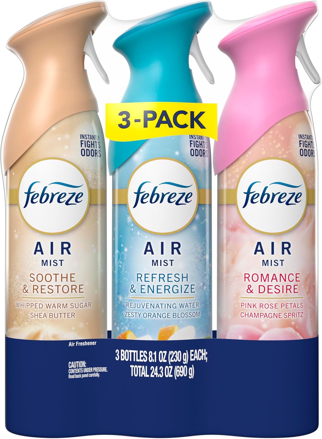Febreze Air Mist, Air Freshener, Odor Fighting Room Spray, Deodorizer for Home Bathroom Kitchen Office Apartment, Soothe & Restore, Refresh & Energize, Romance & Desire Variety Pack, 8.1oz (Pack of 3) - Image 10