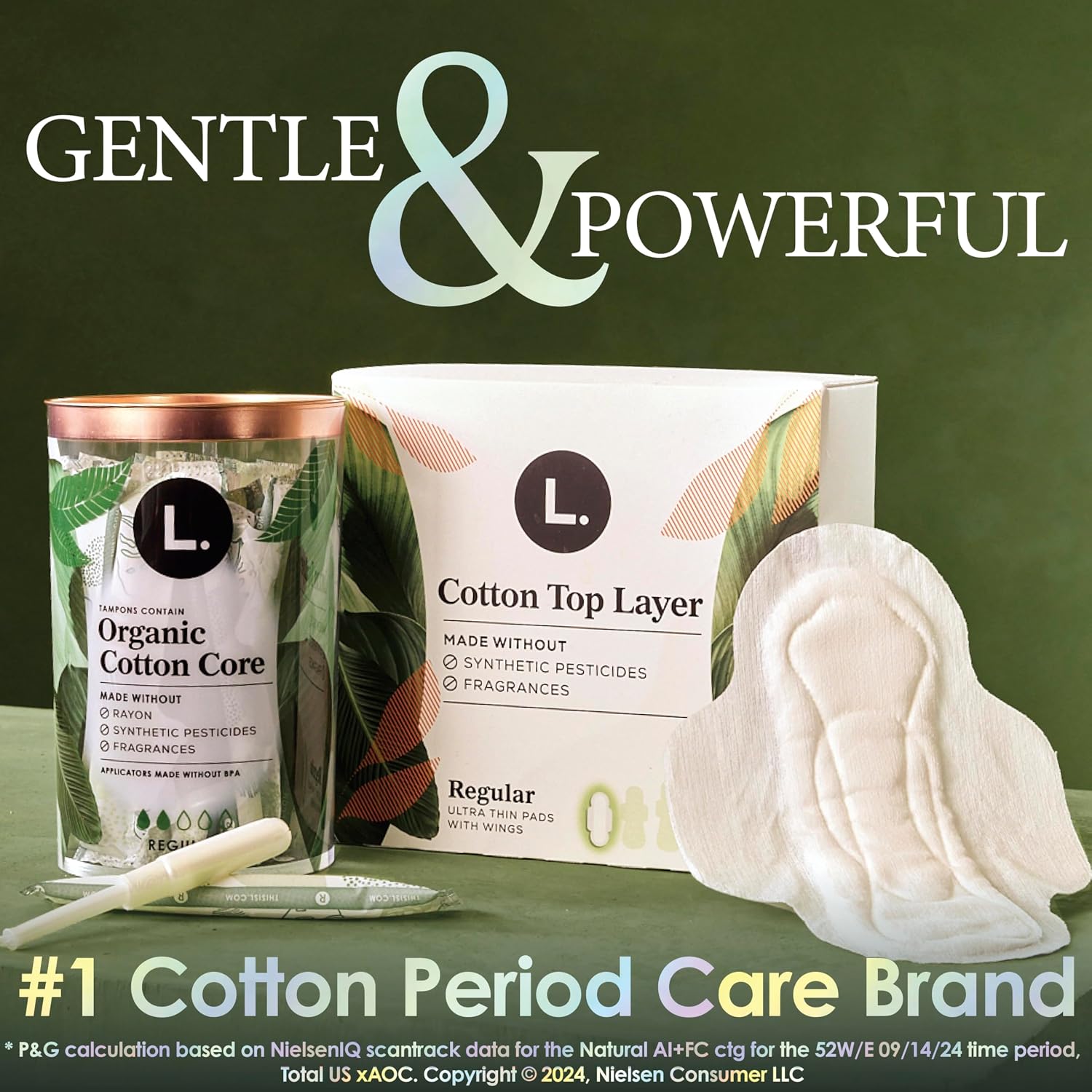 L. Cotton Tampons Regular/Super Absorbency Multipack, Contains an Organic Cotton Core, Made Without Synthetic Pesticides, or Fragrances, 84 Count (2 Packs of 42) - Image 5