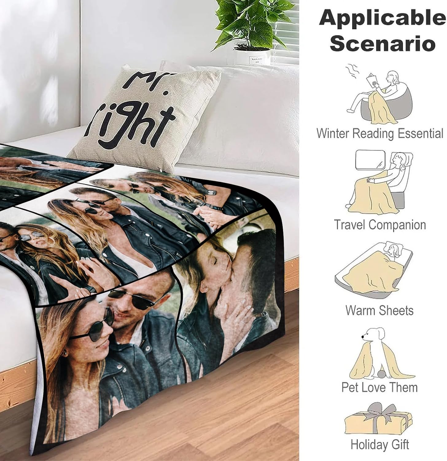 ICELIETE Custom Blanket with Picture Customized Fleece Photo Blanket for Couples Gifts Personalized Blankets and Throws Christmas Valentines Day Gifts for Boyfriend Girlfriend - Image 4