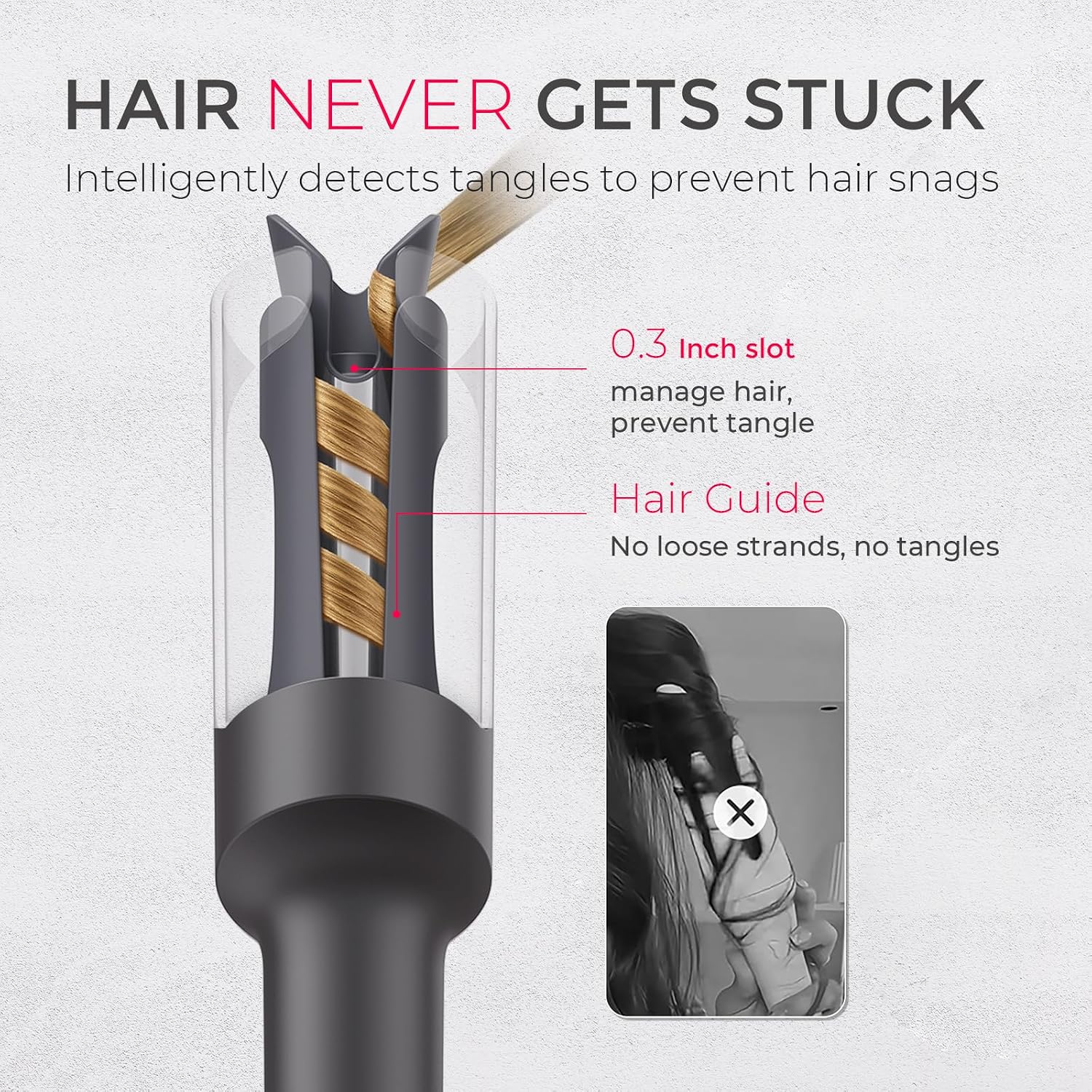 TYMO Automatic Rotating Curling Iron, TYMO CURLPRO Beach Waves Hair Curler | 500 Million Ionic Curling Wand, Dual Voltage, Portable Lightweight for Travel, Ceramic Coating, 1 Inch, Metallic Gray - Image 5