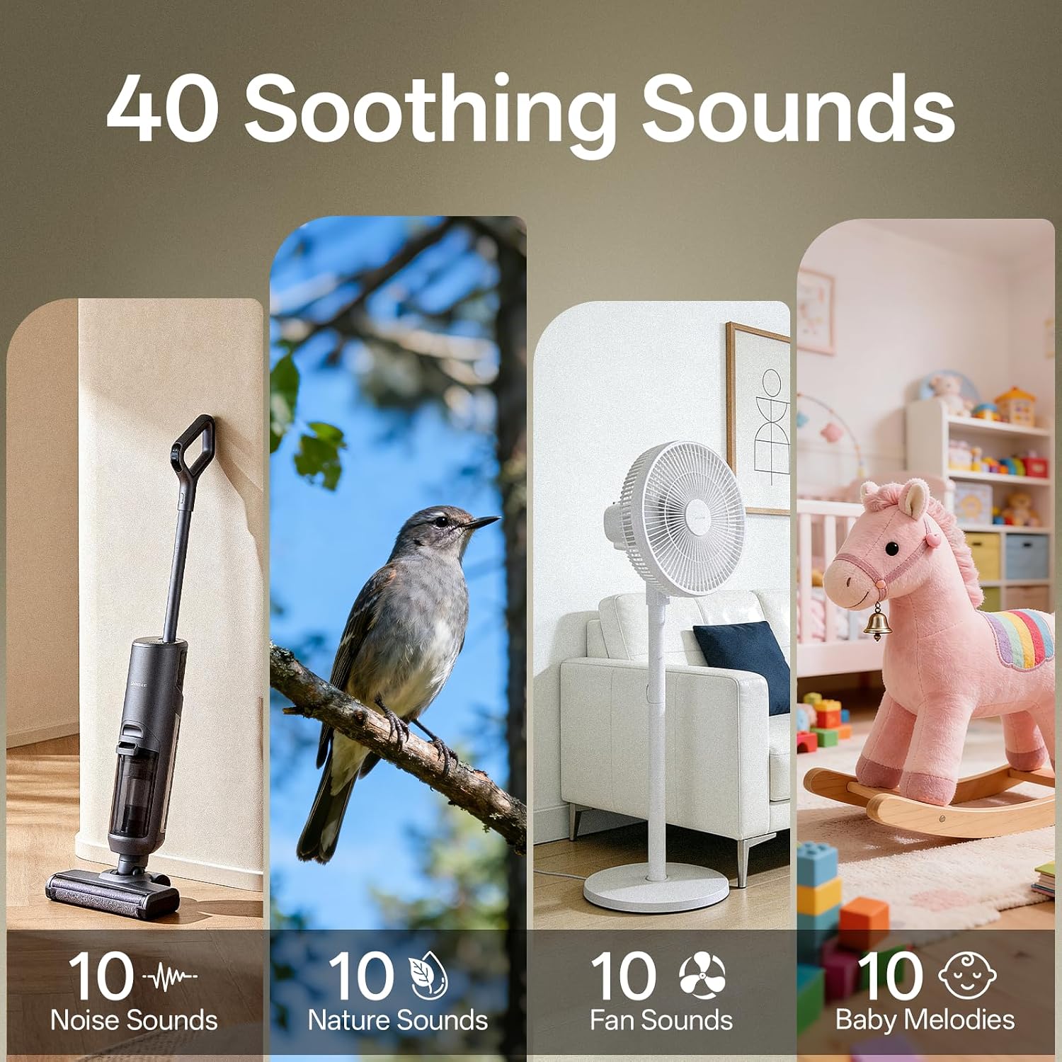 Hotmoon Sound Machine for Sleep, Cocoon 2, 40 Sounds, Dual-Speaker, Plug in | White Green Pink Brown Noise Machine for Sleeping Adults Office Privacy Baby Dogs, 4 Timers, 8 Night Light, Rain Noise Maker - Image 2