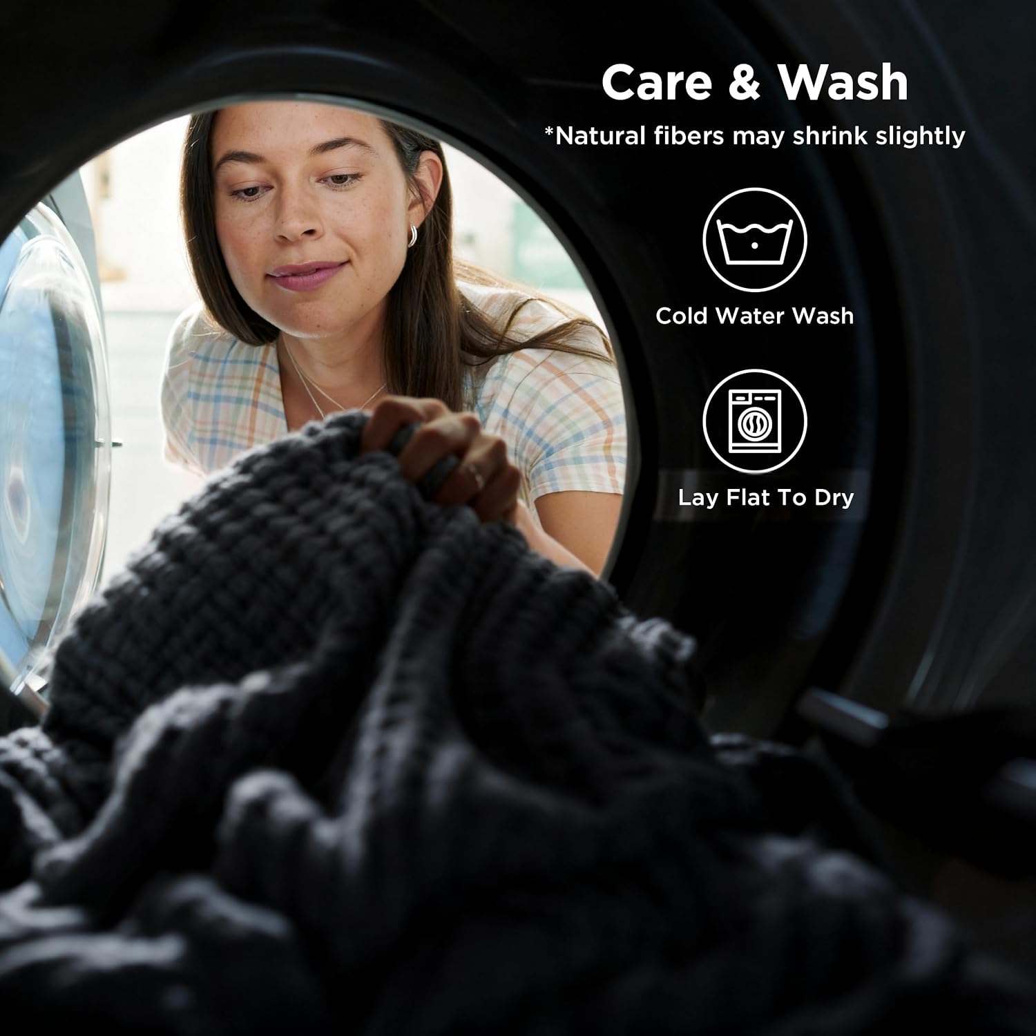 Bedsure Cooling Cotton Waffle Queen Size Blanket - Lightweight Breathable Blanket of Rayon Derived from Bamboo for Hot Sleepers, Luxury Throws for Bed, Couch and Sofa, Dark Grey, 90x90 Inches - Image 6