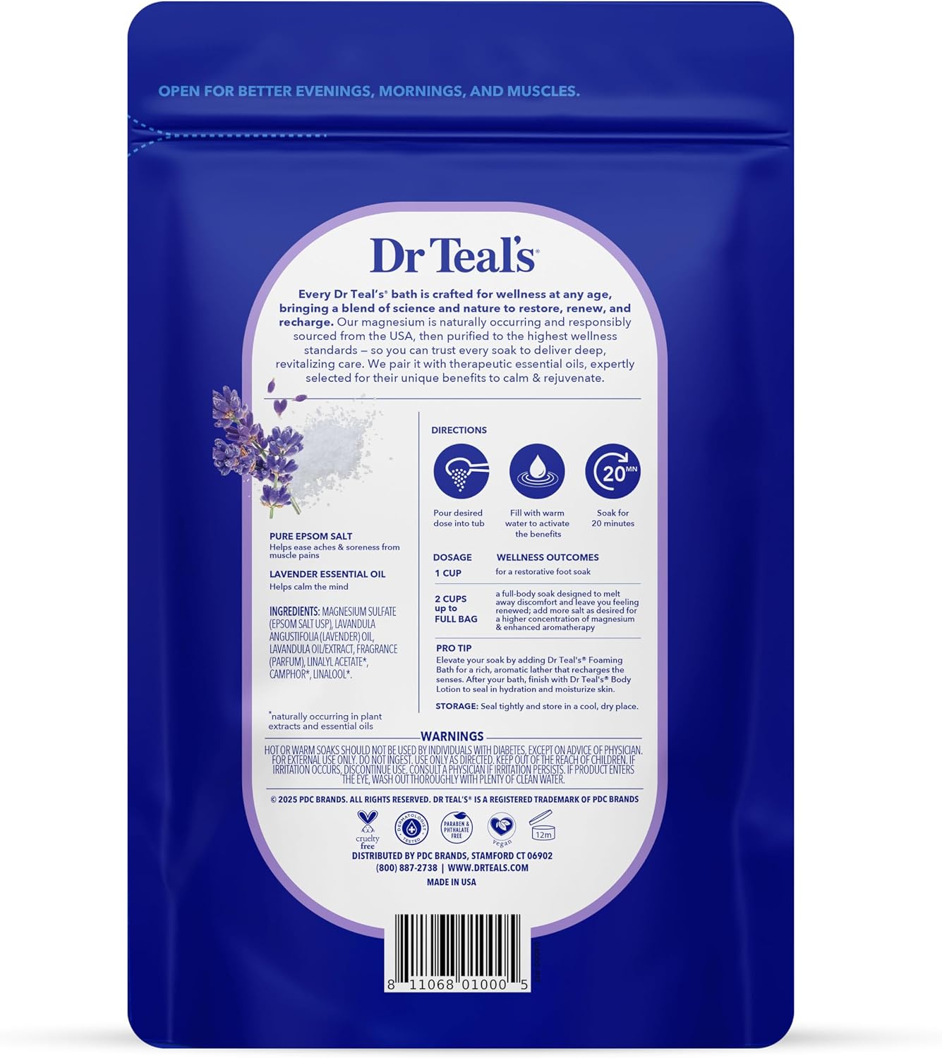 Dr Teal's Epsom Salt Soaking Solution, Soothe & Sleep, Lavender, 3lbs - Image 2