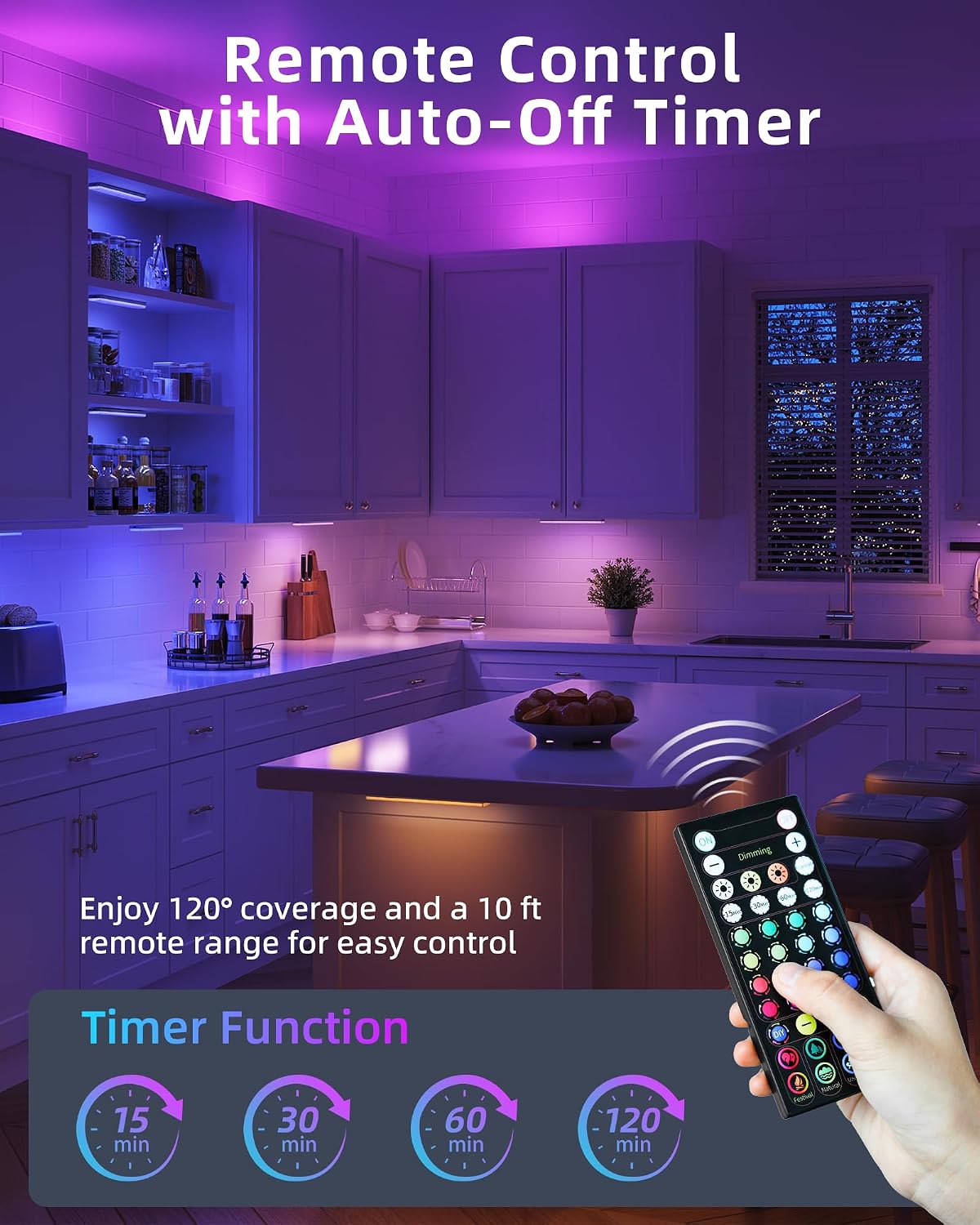 EZVALO 80RGB Color Changing Under Cabinet Lighting, Led Shelf Lights | Wireless, Rechageable, Magnetic, Remote Control, Color Changing, Diammble, DIY Mode, 1800mAh Battery, Memory Function - Image 4