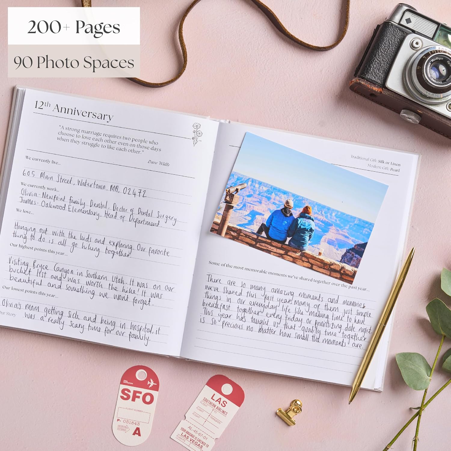Couples Anniversary Journal – 1st to 75th Year Scrapbook & Keepsake Album | Paper Gift for Husband or Wife | Relationship Memory Book (Grey) - Image 7