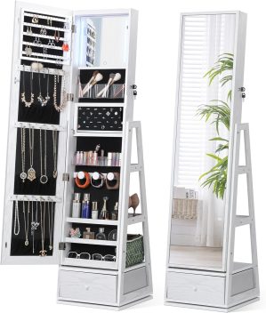 360° Swivel Jewelry Cabinet with L...