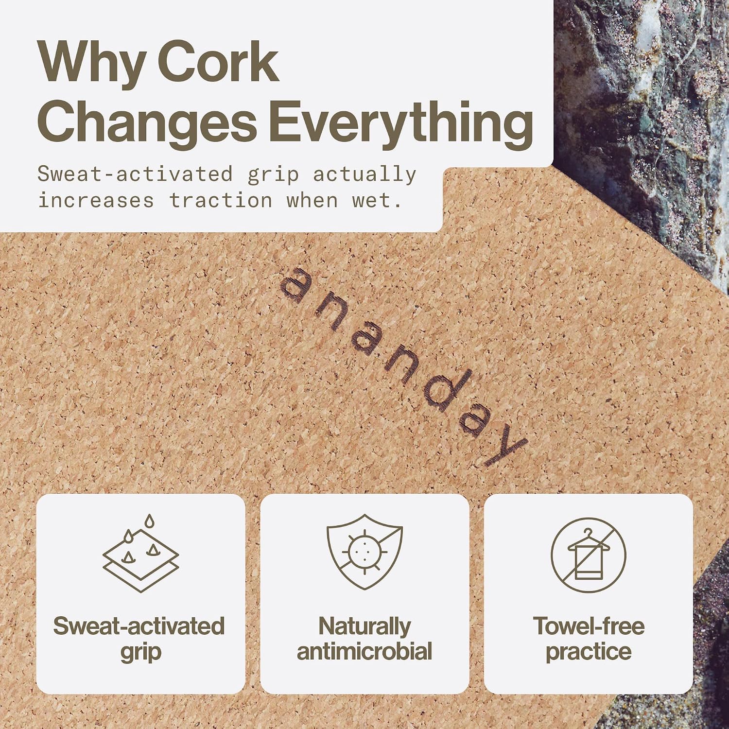 Ananday Premium Cork Yoga Mat - Sustainable, Non-Toxic & PVC-Free, Non-Slip, Perfect for Hot Yoga, Pilates & Exercise - Cushioned for Superior Comfort & Support - Image 4