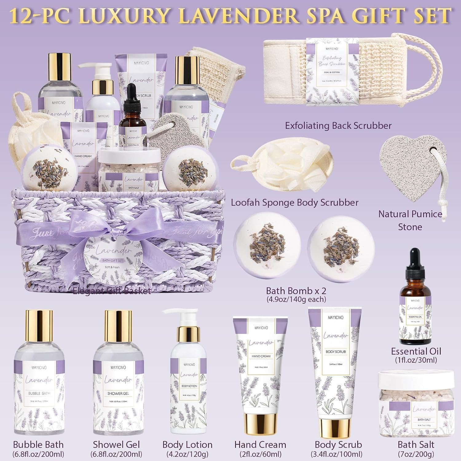Birthday Gifts for Women Spa Gift Baskets Bath Set for Women Self Care Kit | Lavender Home Bath and Body Kit Spa Care Package, Christmas Anniversary Gifts for Women Mom Her Wife Girlfriend Friend Sister - Image 2