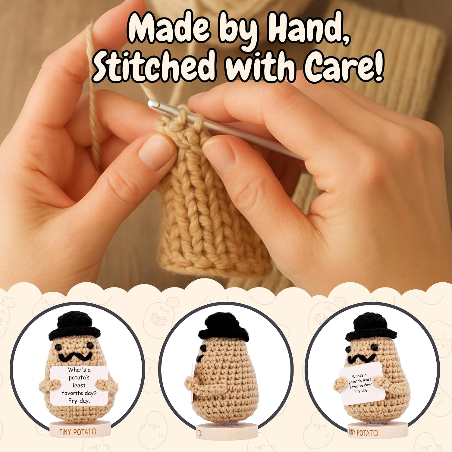 Funny Potato Crochet with 30 Swappable Dad Jokes - Funny Birthday Gift for Dad, Husband - Gag Gifts for Men, Father, Friend, Coworker, Uncle, Husband Birthday Present from Wife Daughter Son - Image 6