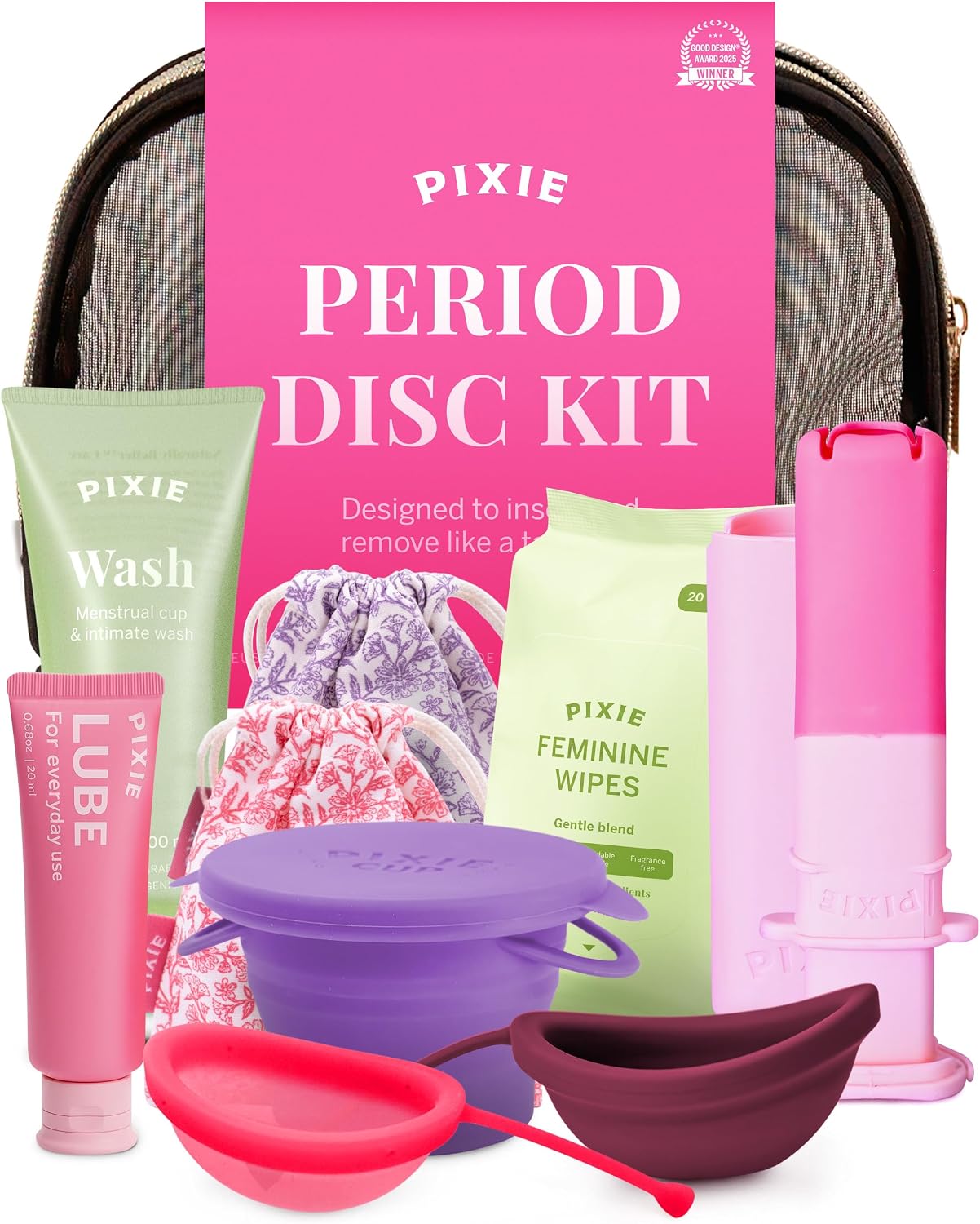 Pixie Menstrual Disc Kit for Feminine Care - Pixie Discs are Designed to Remove Like Tampons - 100% Medical-Grade Silicone - Best Period Disc Starter Kit - Proven to Become A Successful Disc User