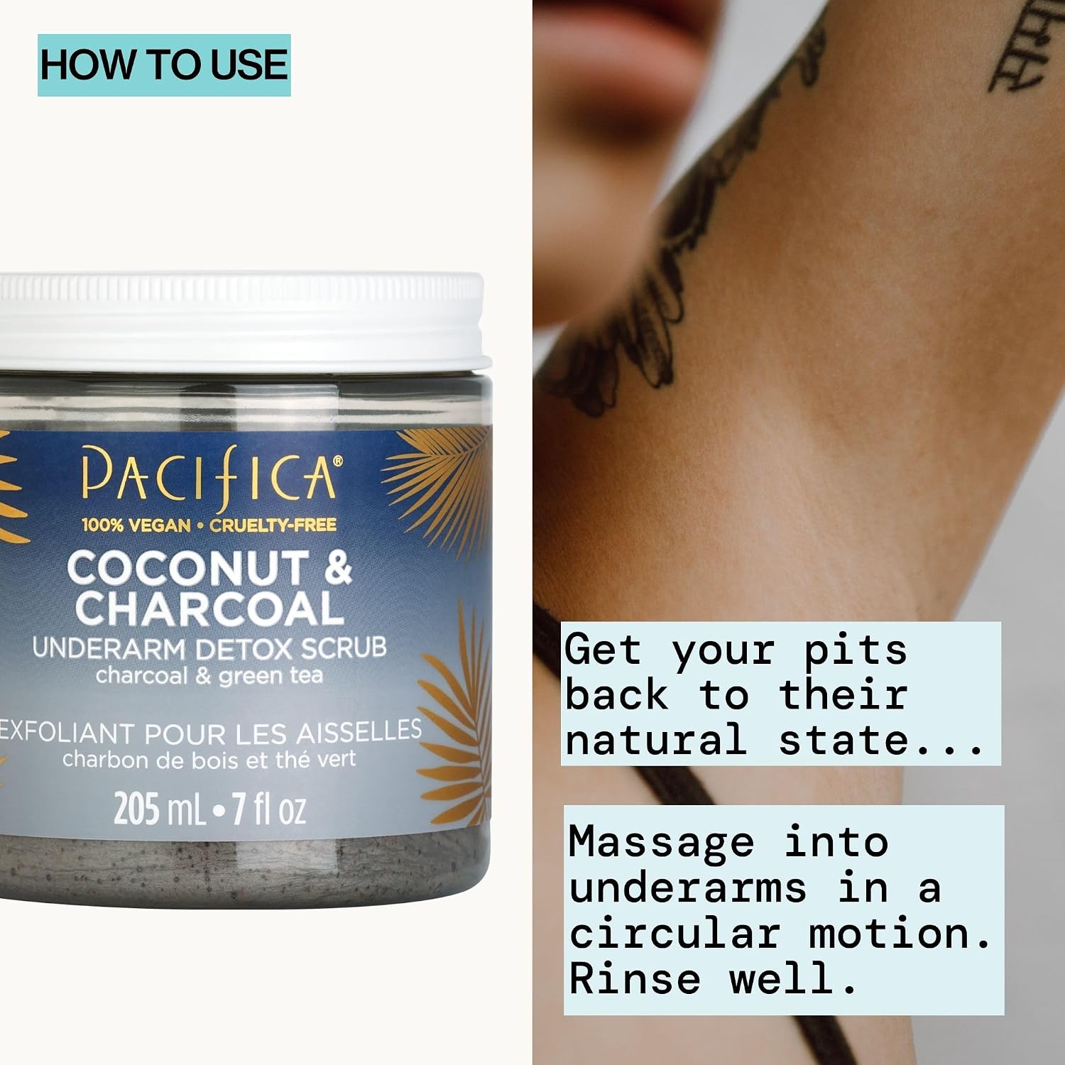 Pacifica Underarm Body Scrub - Armpit Detox Coconut & Charcoal Deodorant– Exfoliating & Nourishing for Natural Deodorant Users – Aluminum-Free & Safe for Sensitive Skin, Vegan & Cruelty-Free, 7 fl oz - Image 11
