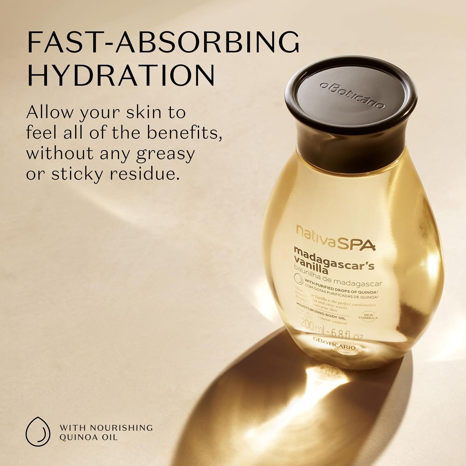 Nativa SPA by O Boticário, Madagascar Vanilla Body Oil, Soothing & Moisturizing, 6.8 Ounce | Hydrating Body Oil for Dry Skin & Revitalizing, Vegan & Cruelty-Free Skincare, Not Your Average Vanilla - Image 2
