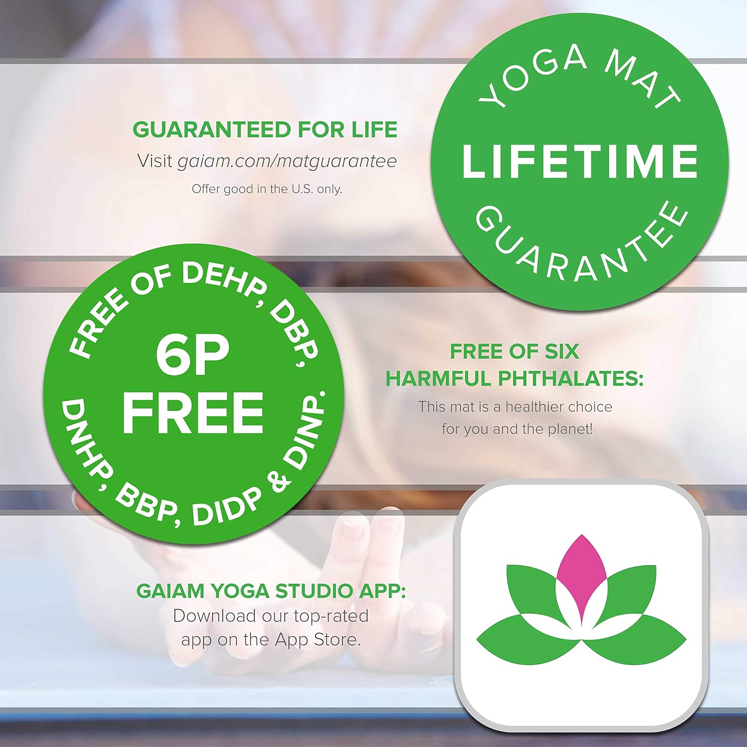 Gaiam Yoga Mat Classic Print, 4mm Non-Slip Mat | Lightweight 4mm print yoga mat with non-slip grip. Ideal for yoga, Pilates & floor workouts at home or studio. - Image 8