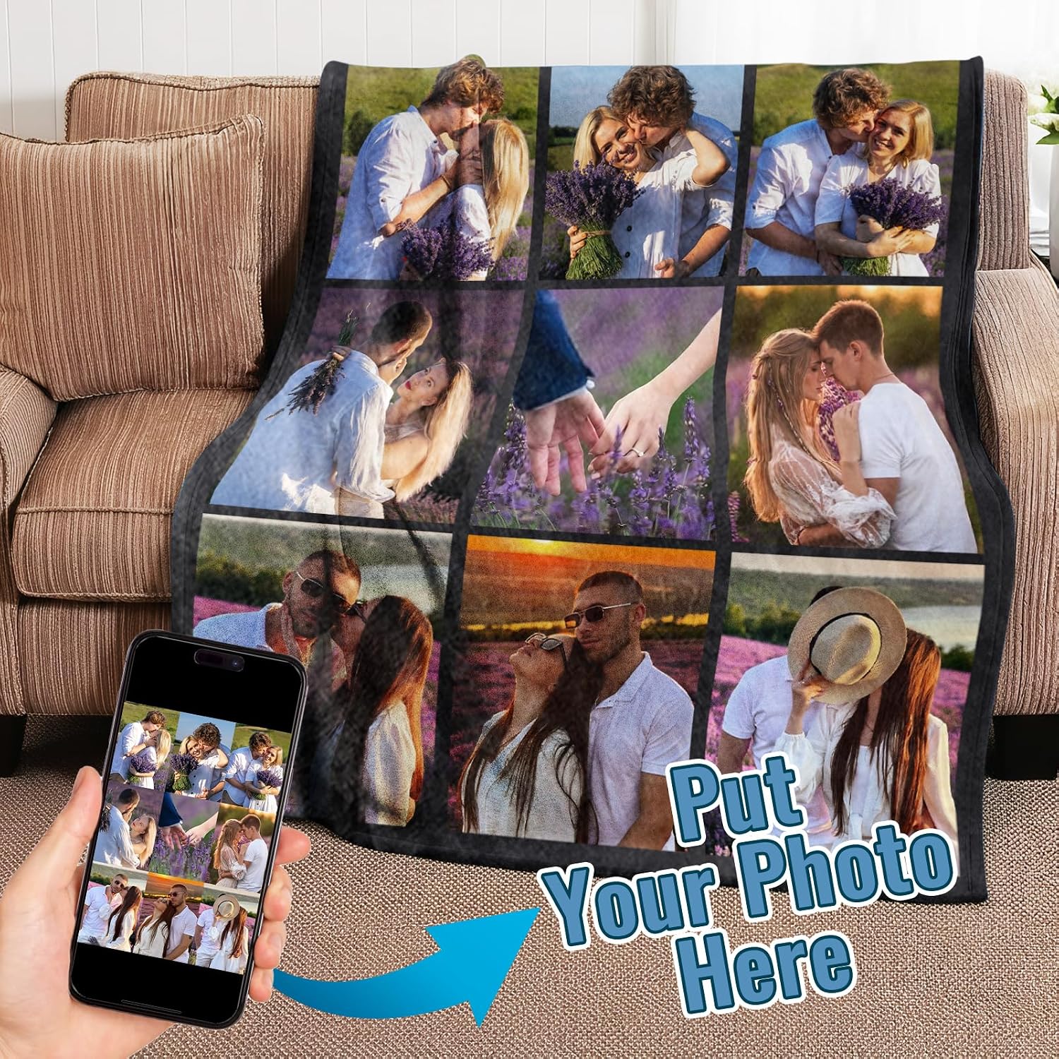 Ultragifta Custom Blanket with Picture Girlfriend Boyfriend Gifts Customized Fleece Photo Blanket Personalized Blankets for Couples Birthday Valentines Day Blankets Gifts for Husband Wife - Image 2