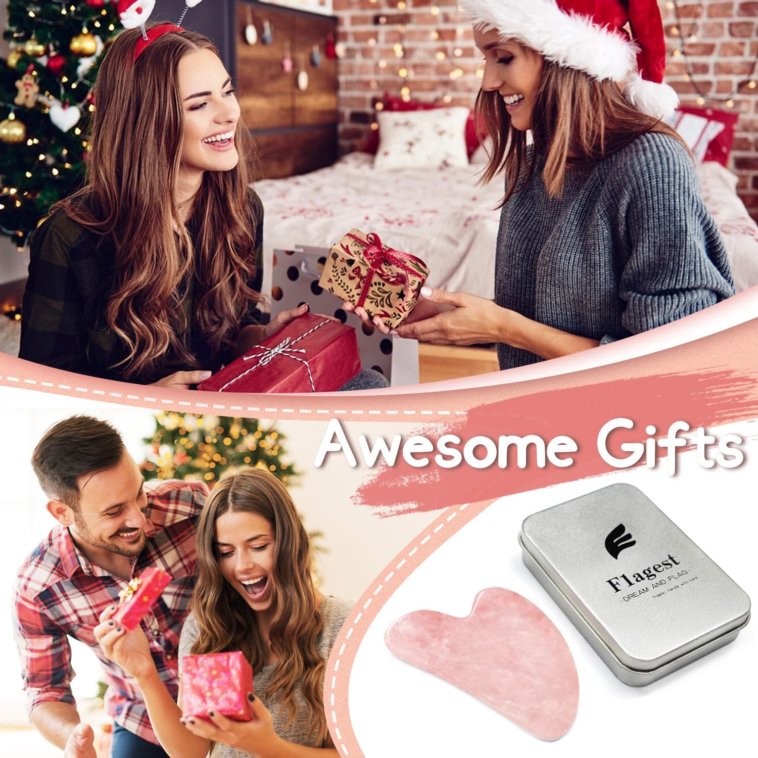 Rose Quartz Gua Sha Facial Tool, 100% Genuine Guasha Stone | Face Massage Tool, Naturally Cooling, Heart-Shaped, Jawline Sculptor, Face, Neck & Body, Ideal Daily Skincare Gift - Image 6