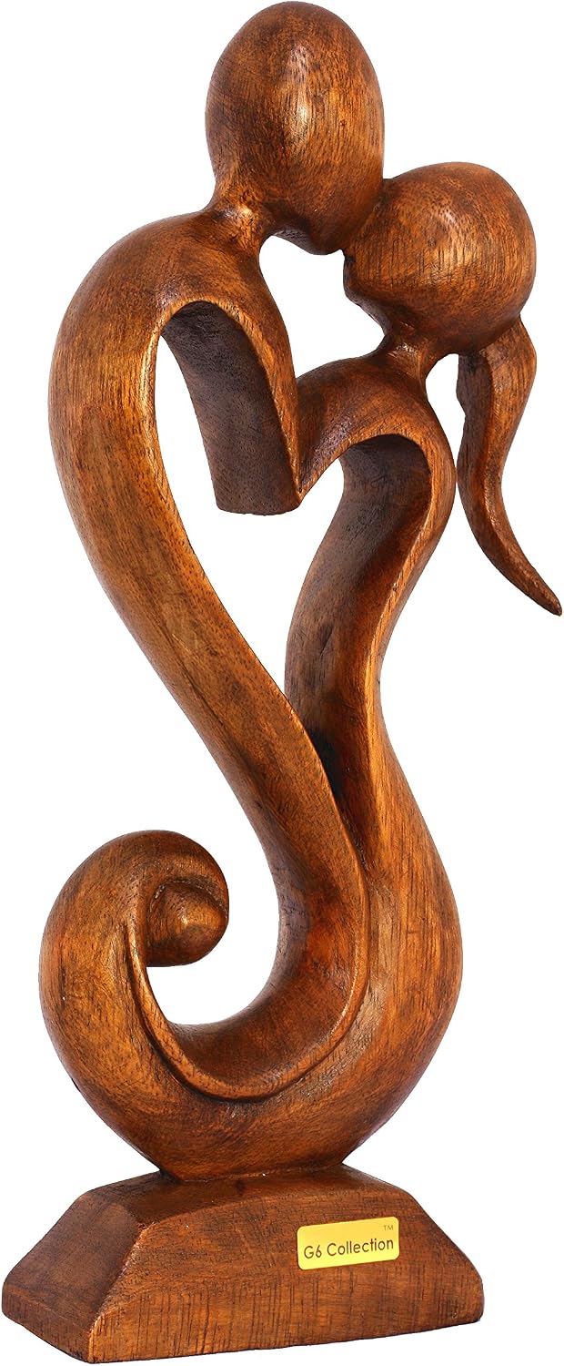 G6 COLLECTION 12" Wooden Handmade Abstract Sculpture Statue Handcrafted - Eternal Love - Gift Art Decorative Home Decor Figurine Accent Decoration Artwork Hand Carved - Image 2