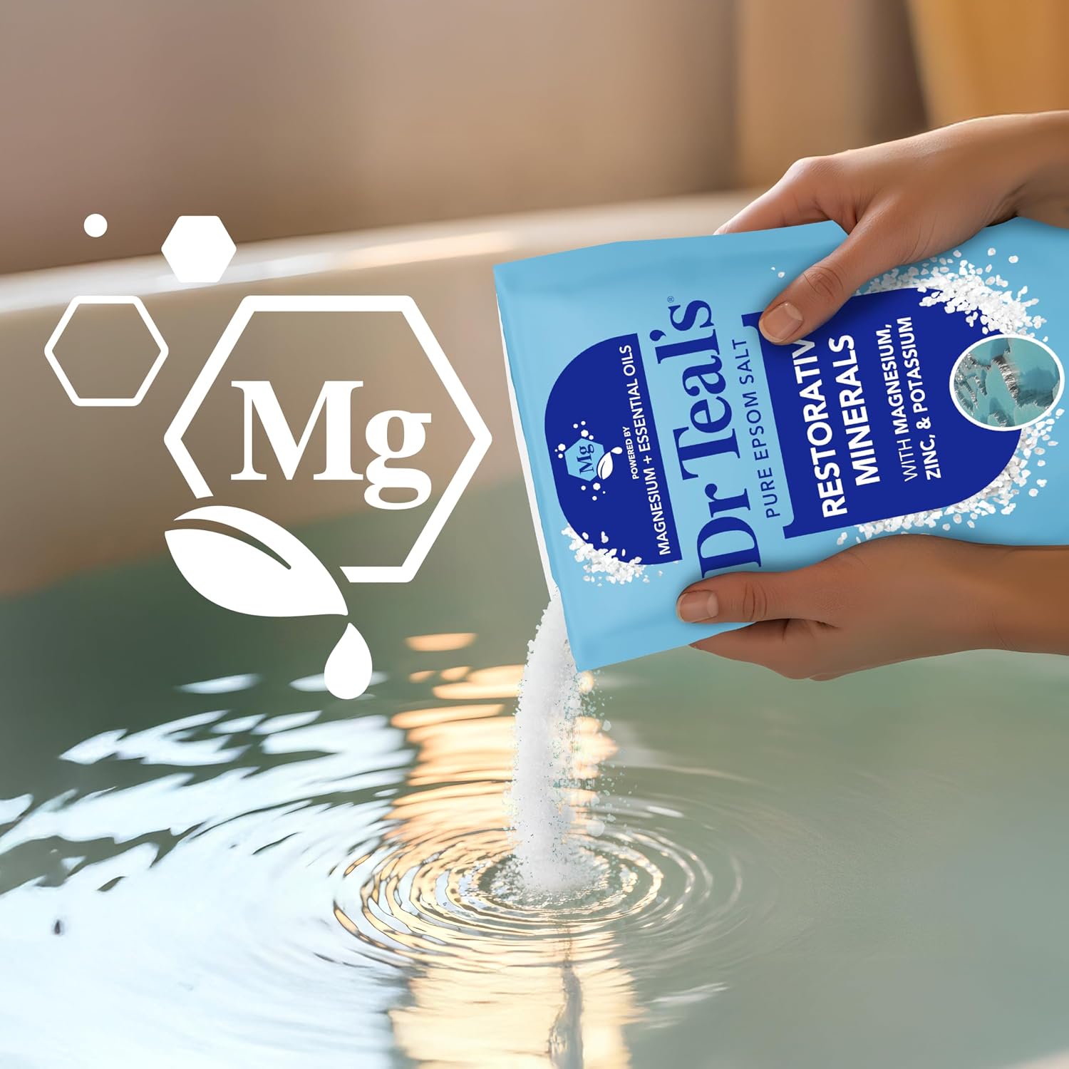 Dr Teal's Epsom Salt Magnesium Soak, Restorative Minerals with Magnesium, Potassium & Zinc, 3 lbs - Image 5