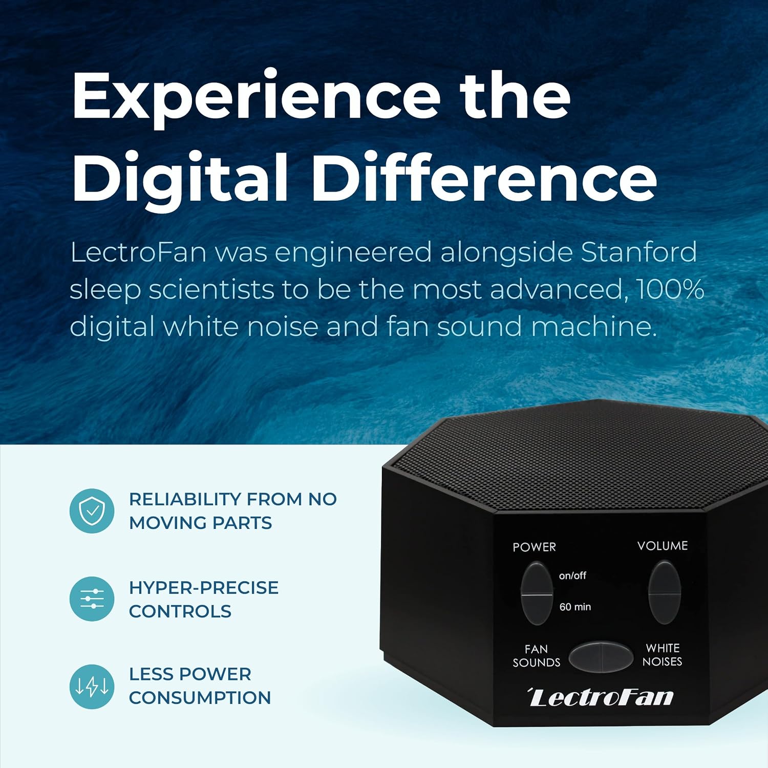 Adaptive Sound Technologies LectroFan Classic Sound Machine, Black | Soothing Sound Machine for Sleep with a Built-in Sleep Timer, Non-Looping Sounds, Speech Privacy and Compact Design - Image 2