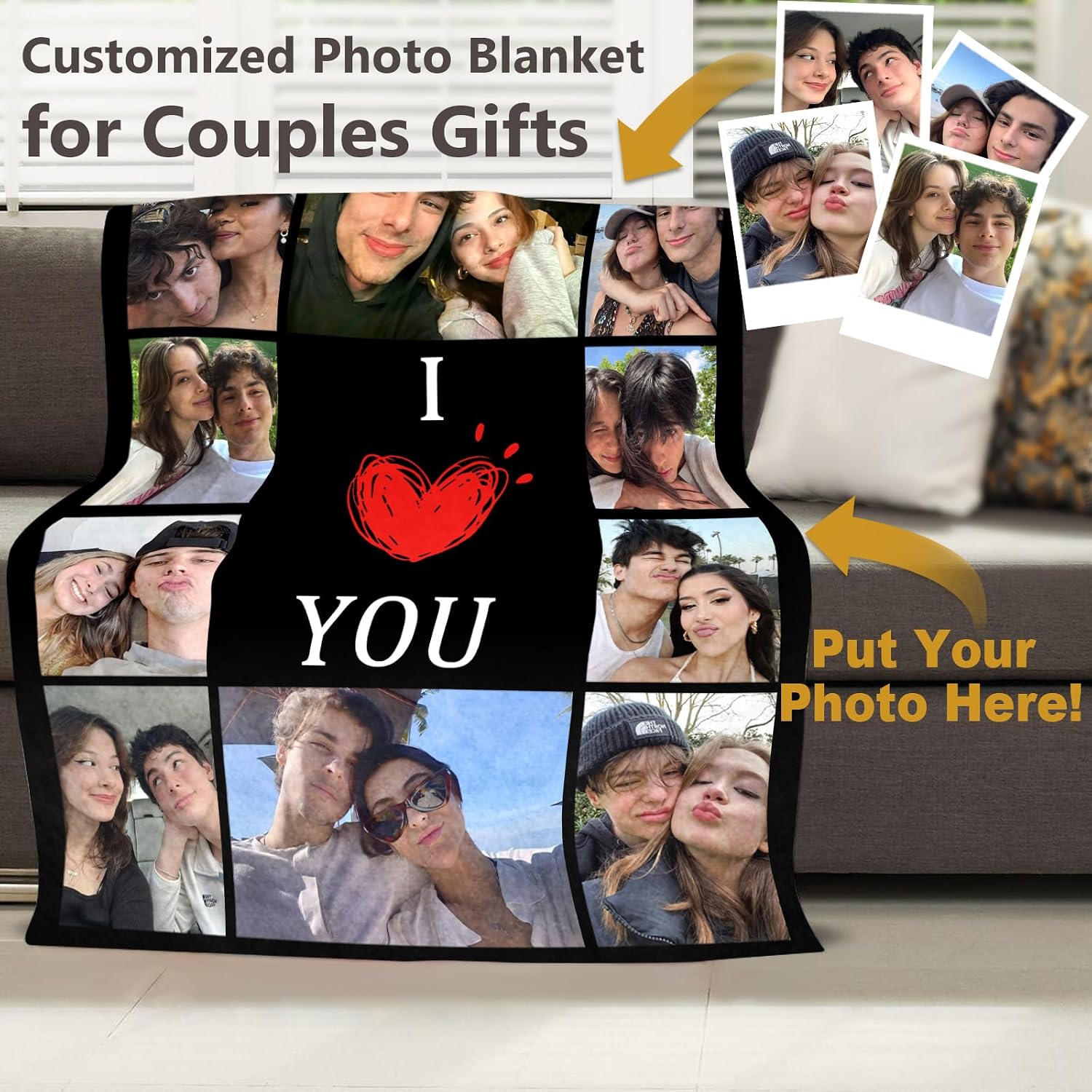ICELIETE Custom Blanket with Picture Customized Fleece Photo Blanket for Couples Gifts Personalized Blankets and Throws Christmas Valentines Day Gifts for Boyfriend Girlfriend - Image 3