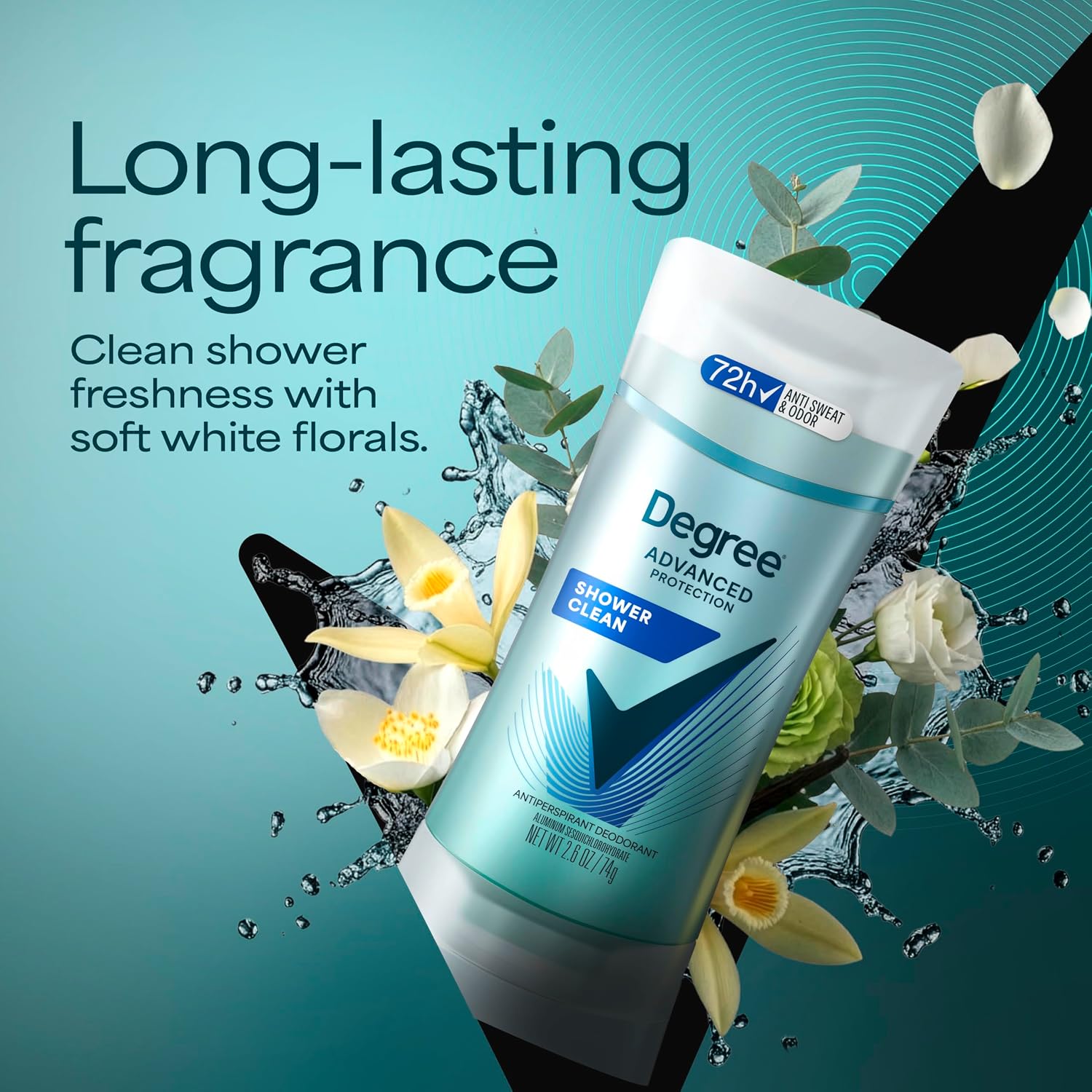 Degree Advanced Protection Antiperspirant Deodorant Shower Clean 72H 2.6 oz | 72-Hour Sweat and Odor Protection For Women With Body Heat Activated® Technology - Image 4