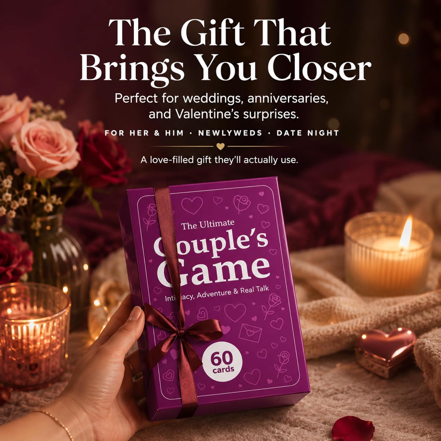 Fun & Romantic Couples Card Game for Adults with 6 Categories | Relationship Conversation Game with Intimacy, Adventure & Real Talk Questions - Gift for Her, Him & Newlyweds - 60 Cards - Image 6