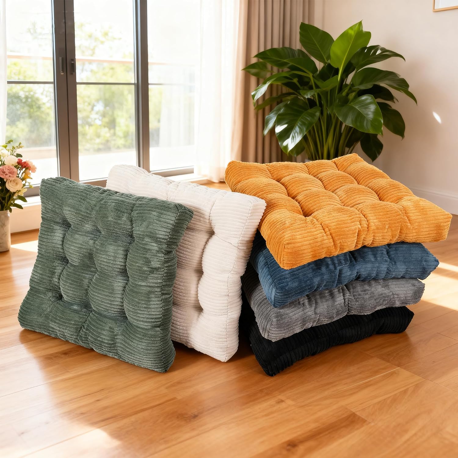 Meditation Floor Pillow Set of 2,Memory Foam Meditation Cushion for Adults Sitting, Large Square Thickened Seat Cushions for Yoga, Tatami Living Room (2, Dark Green) - Image 7