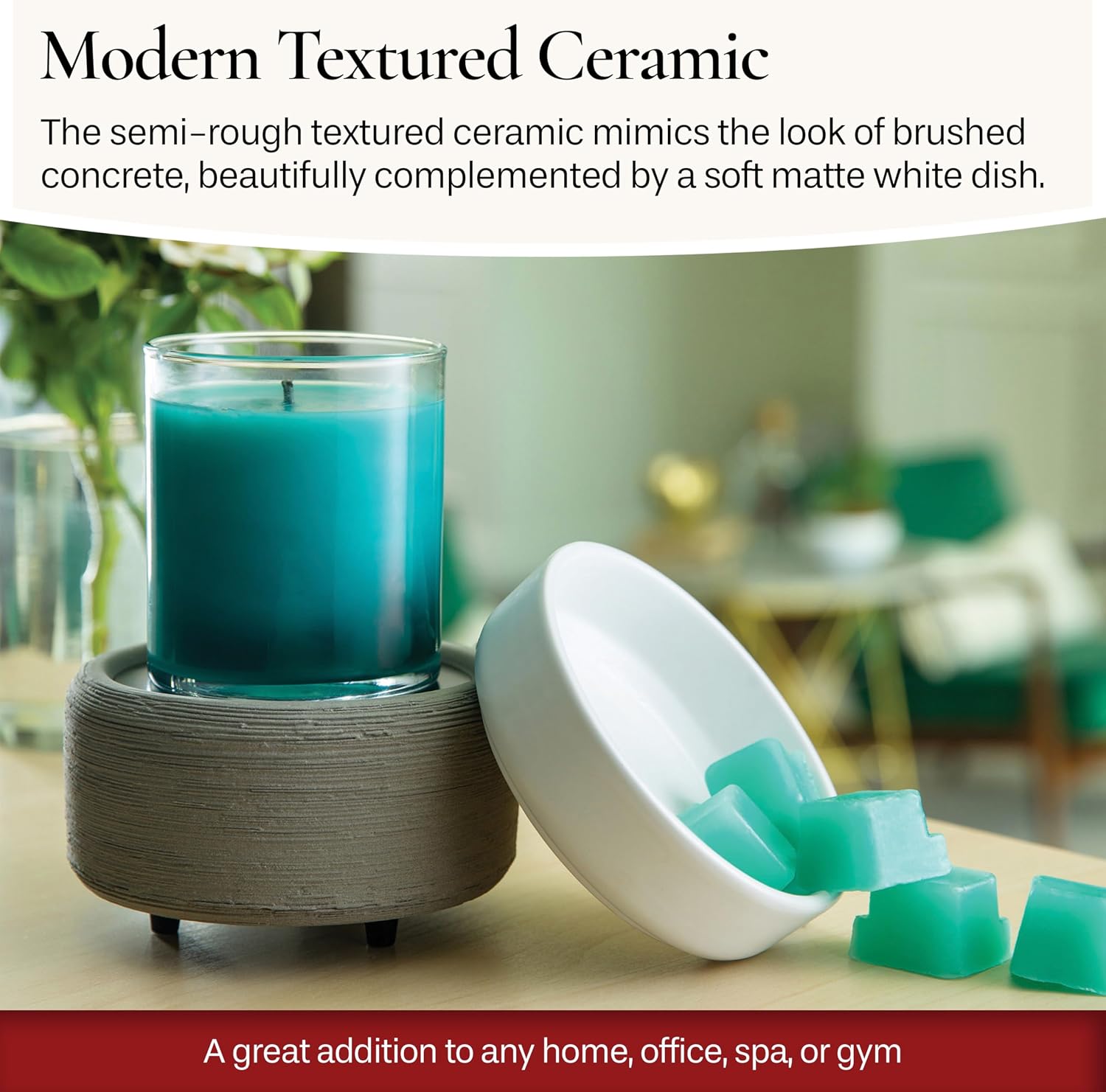 Candle Warmers ETC 2-in-1 Candle and Fragrance Warmer for Warming Scented Candles or Wax Melts and Tarts with to Freshen Room, Gray Texture - Image 7