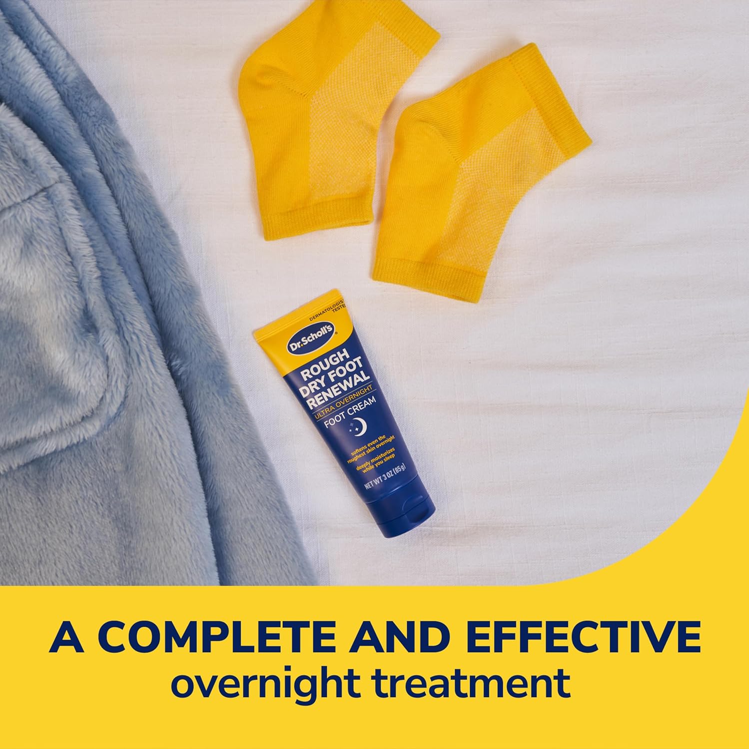 Dr. Scholl's Rough, Dry Foot Renewal Ultra Overnight Treatment with Overnight Foot Cream 3oz with Aloe, Coconut Oil & Urea and Heel Sleeve Socks, Deeply Moisturize & Soften Feet, Dermatologist Tested - Image 7