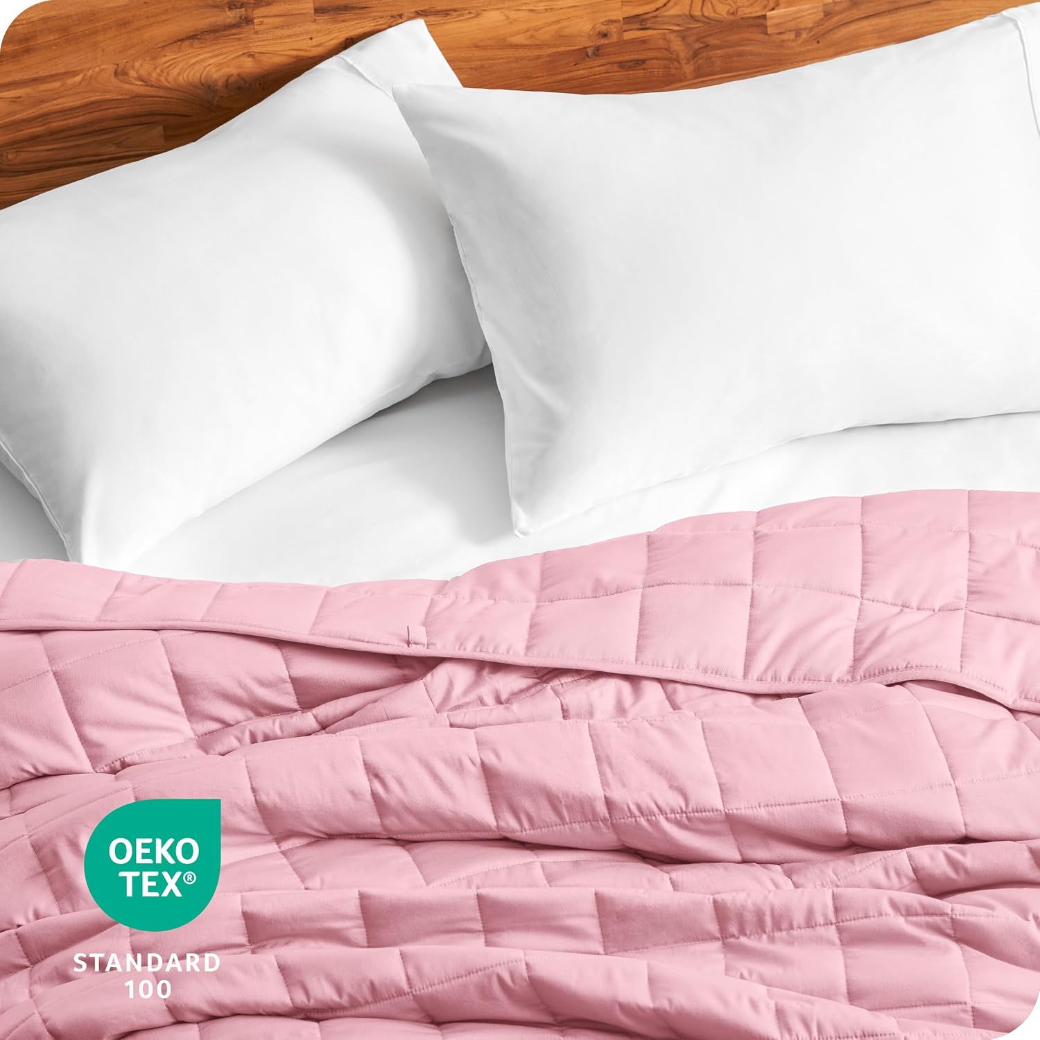 Bare Home Cotton Weighted Blanket (Light Pink, 40"x60" 10lbs) | Twin or Full Size, All-Natural 100% Cotton, Premium Heavy Blanket Nontoxic Glass Beads - Image 7