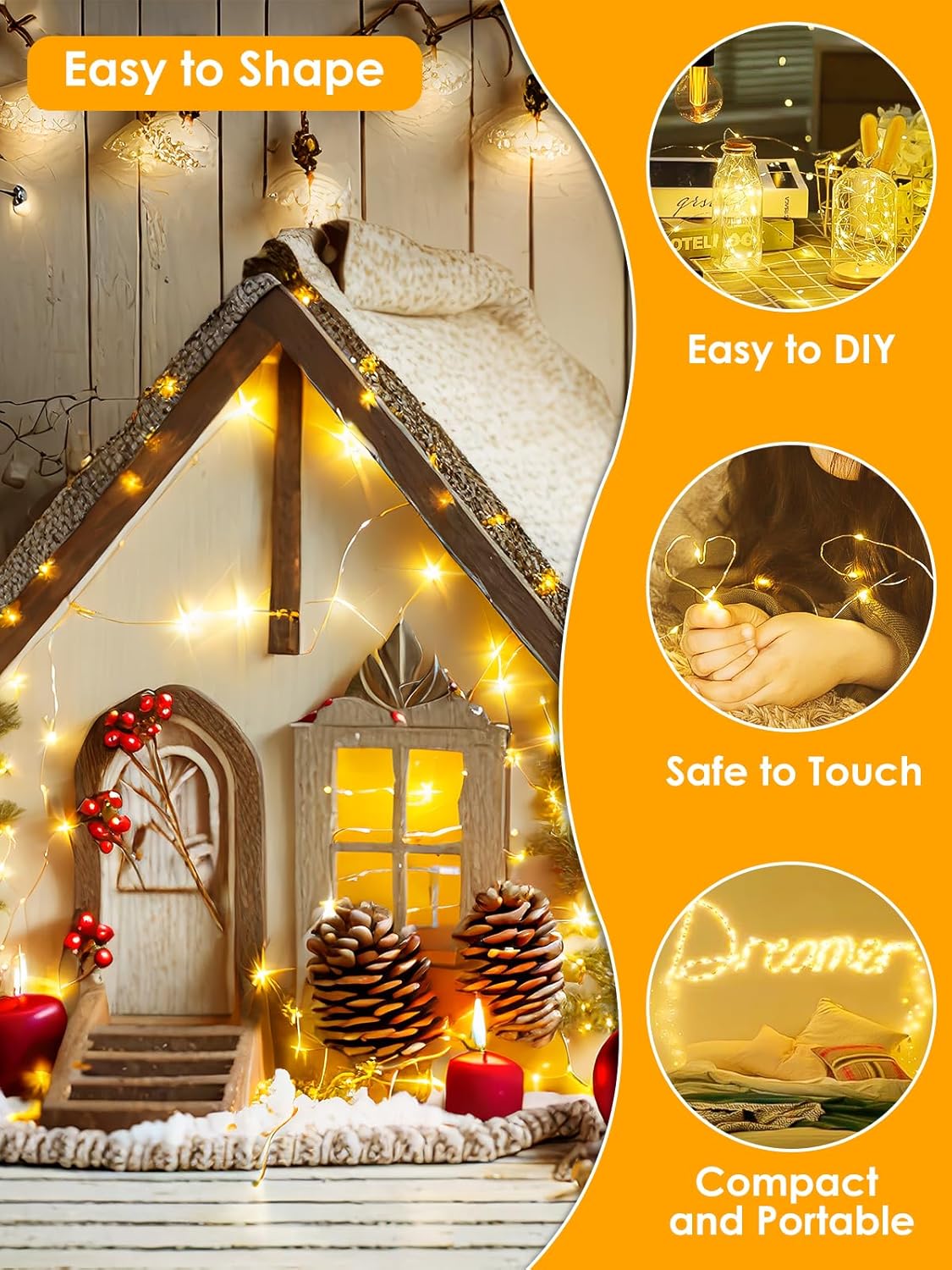 66FT 200 LED Fairy Lights Plug in, 8 Modes Twinkle Lights Warm White | Waterproof String Lights Outdoor Indoor, Memory, Timer, Copper Wire, Christmas Lights for Bedroom Garden Party Holiday Decor - Image 5