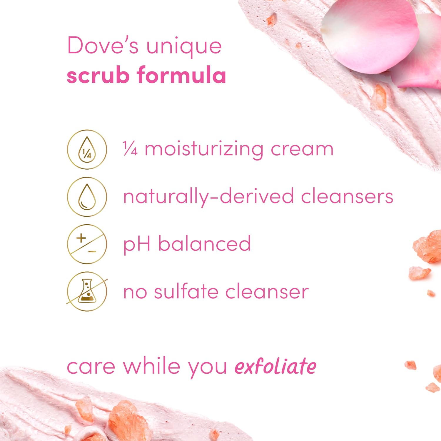 Dove Himalayan Salt & Rose Oil Body Scrub Exfoliates and Deeply 15 oz | For skin that needs polish, Helps reveal smooth skin, With Himalayan salt & Rose Oil - Image 4