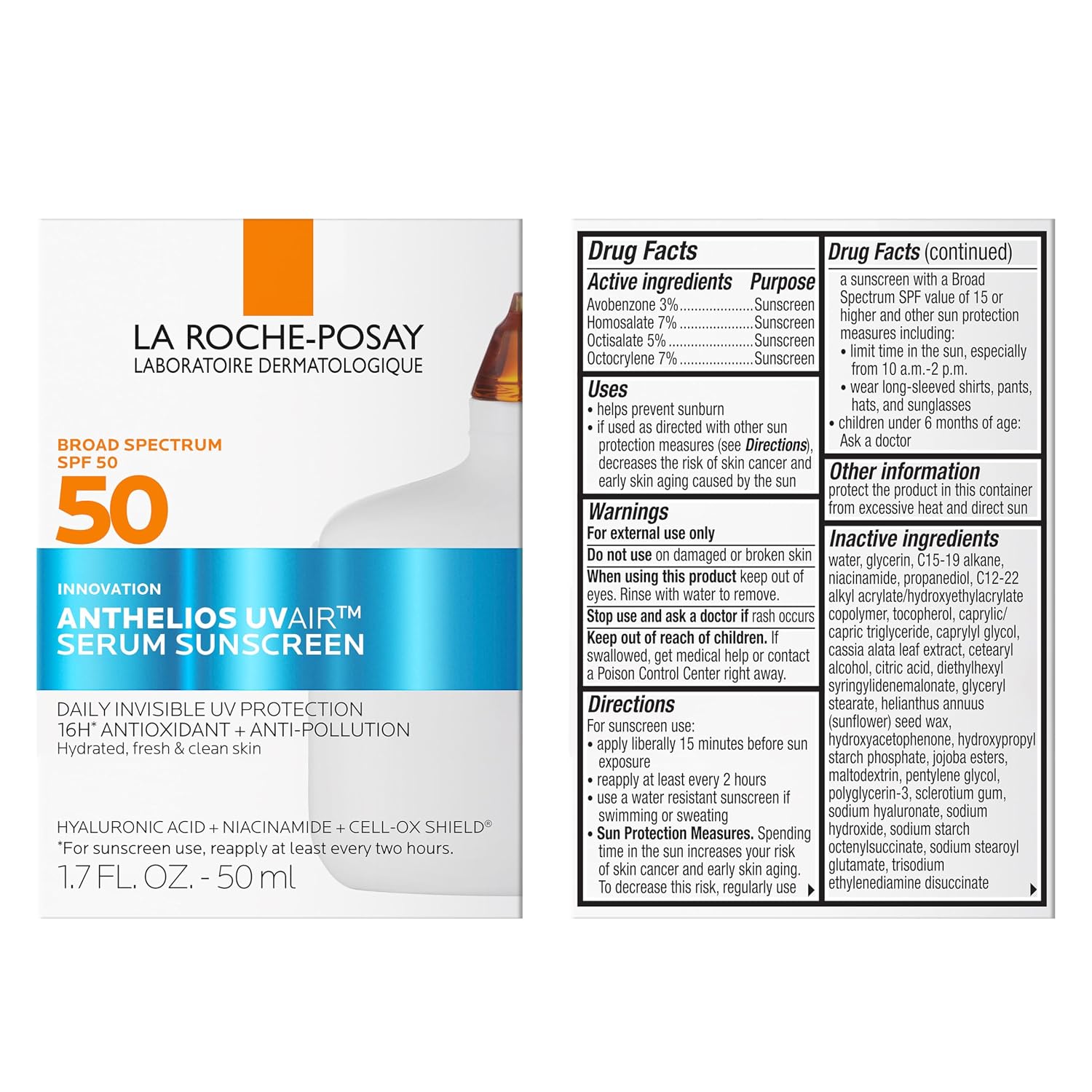 La Roche-Posay Anthelios UVAir Sunscreen Serum SPF 50 for Sensitive Skin, with Niacinamide, Hyaluronic Acid & Antioxidants, Hydrating Lightweight Sunscreen for Face, Fast-Absorbing, 1.7oz - Image 11