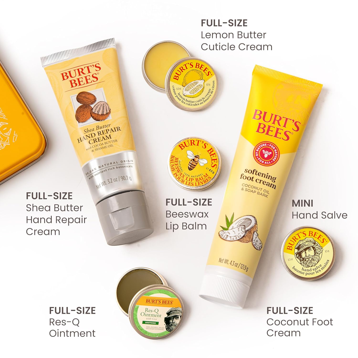 Burt's Bees Classics Gift Set, 6 Products in Giftable Tin | Cuticle Cream, Hand Salve, Lip Balm, Res-Q Ointment, Hand Repair and Foot Cream, Skin Care Essentials - Image 3