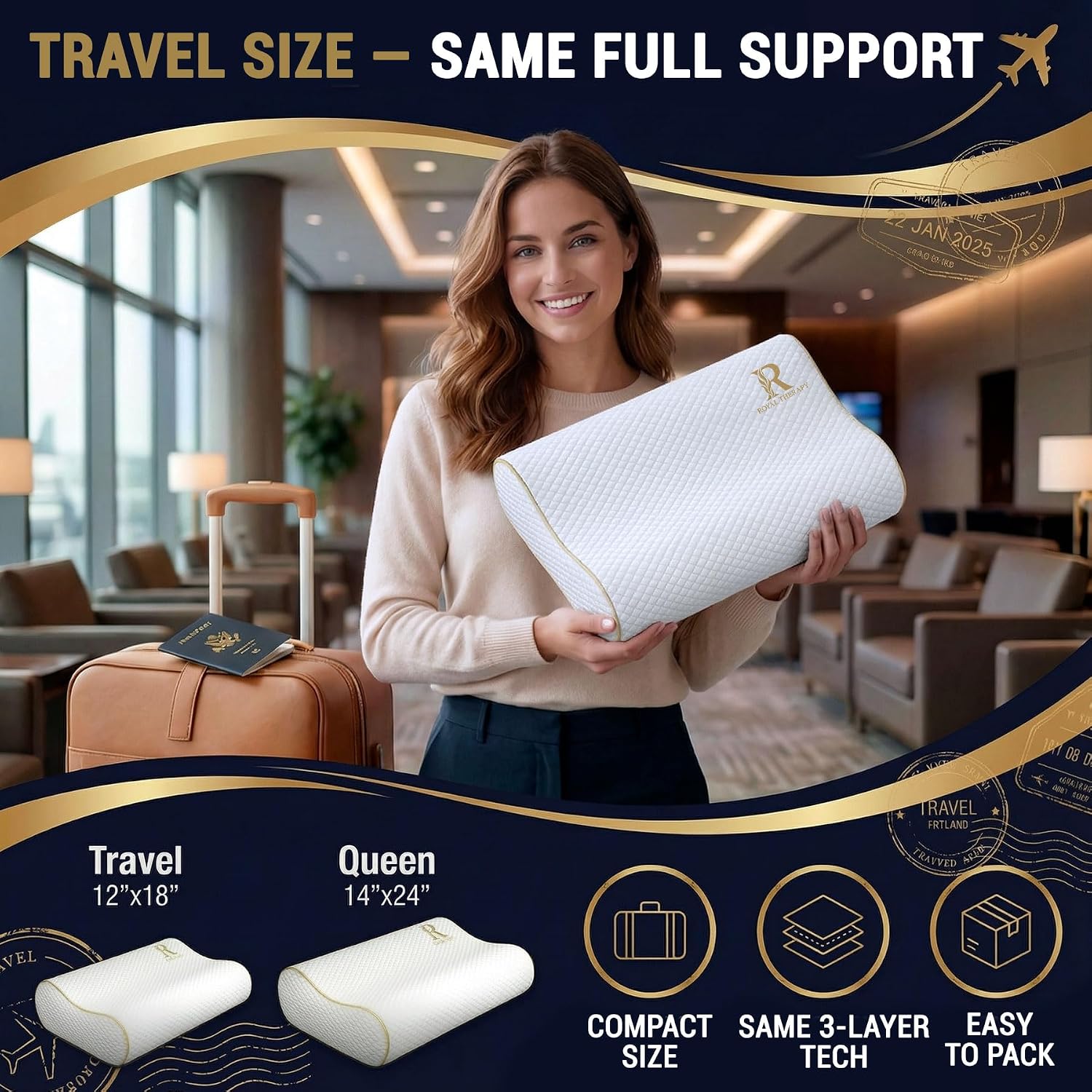 Royal Therapy Travel Memory Foam Cervical Pillow – Contour Pillow for Neck and Shoulder Pain - Image 4