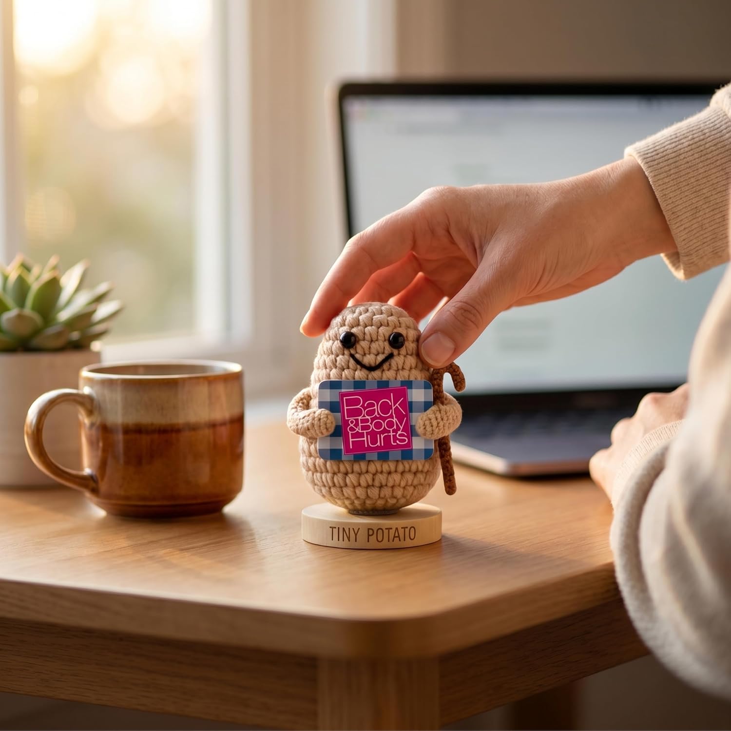 Back & Body Hurts Funny Crochet Potato - Funny Birthday Gifts, Get Well Gifts for Men Women, Gag Gift for Coworker, Friends, Over the Hill Birthday Gift for Her Him | Feel Better Soon Gag Present Idea - Image 5