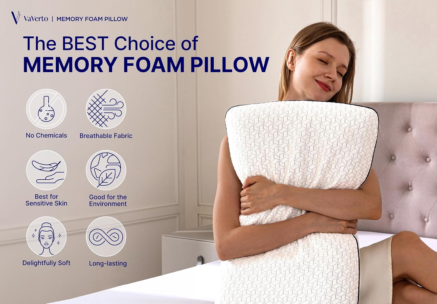 King Size Memory Foam Pillows - Firm Pillow - King Size 1-Pack | Memory foam pillow - Back stomach & side sleepers - Shoulder & back pain relief -Cooling pillow washable bamboo viscose cover - Image 7