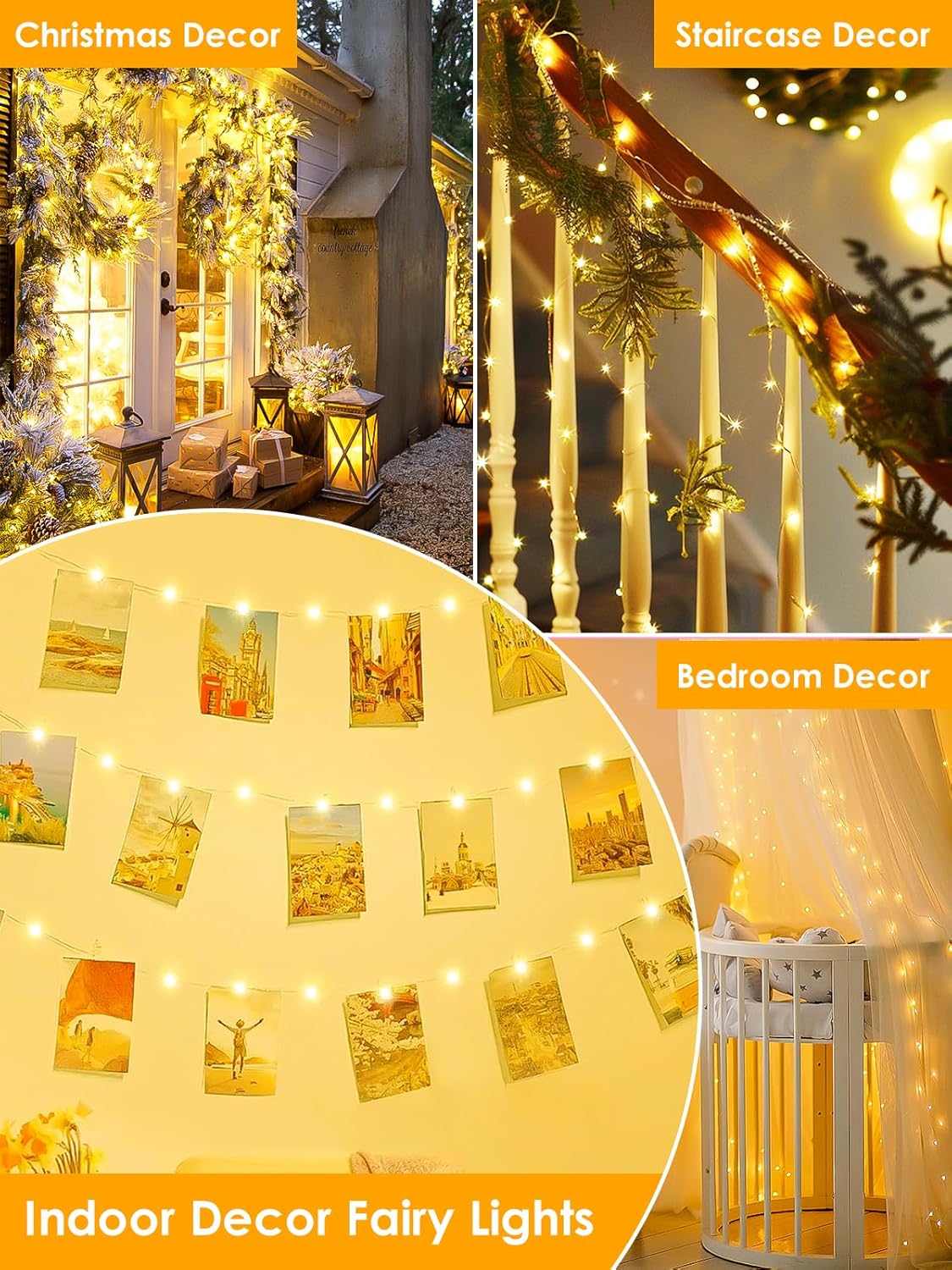 66FT 200 LED Fairy Lights Plug in, 8 Modes Twinkle Lights Warm White | Waterproof String Lights Outdoor Indoor, Memory, Timer, Copper Wire, Christmas Lights for Bedroom Garden Party Holiday Decor - Image 6