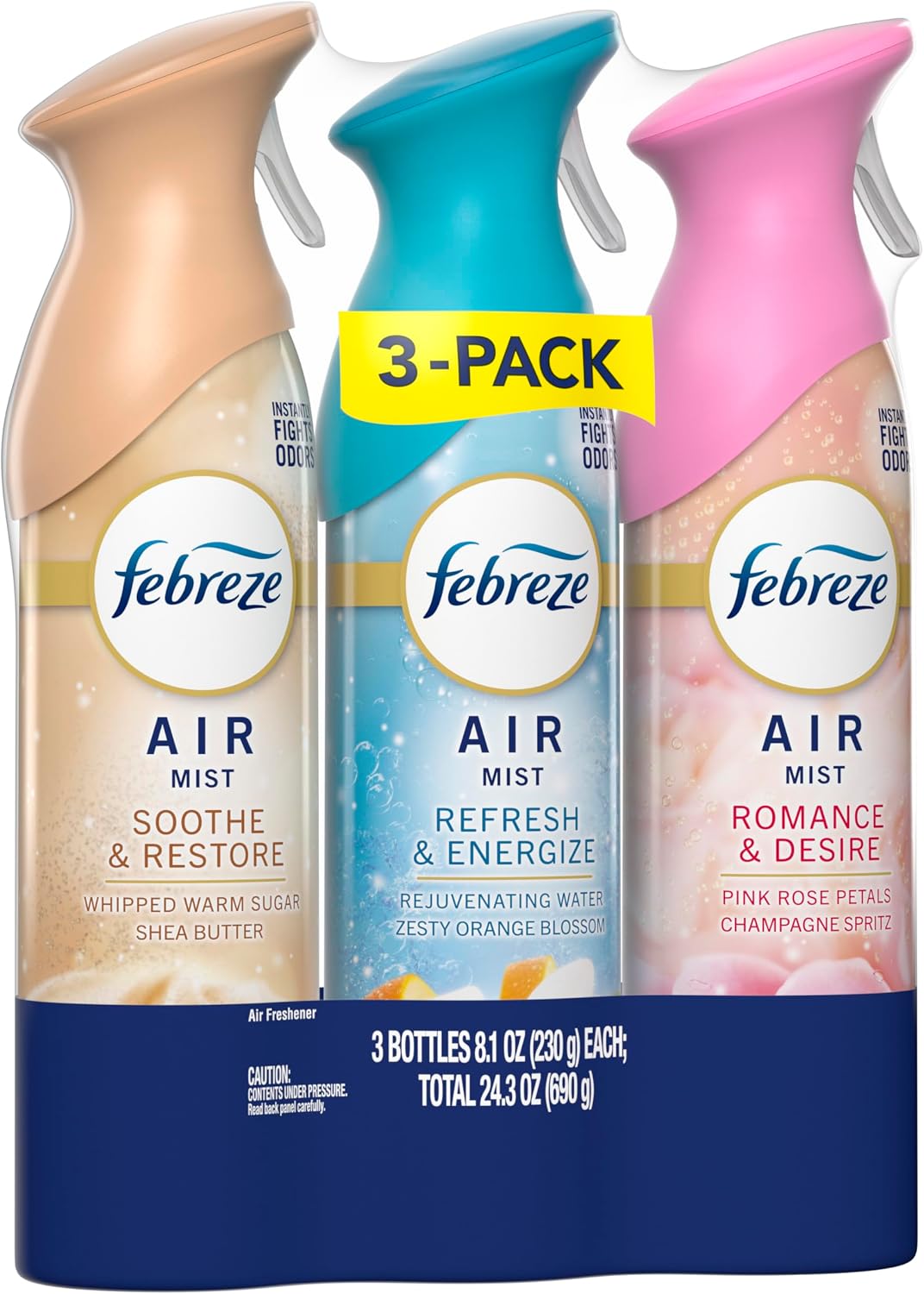 Febreze Air Mist, Air Freshener, Odor Fighting Room Spray, Deodorizer for Home Bathroom Kitchen Office Apartment, Soothe & Restore, Refresh & Energize, Romance & Desire Variety Pack, 8.1oz (Pack of 3) - Image 11