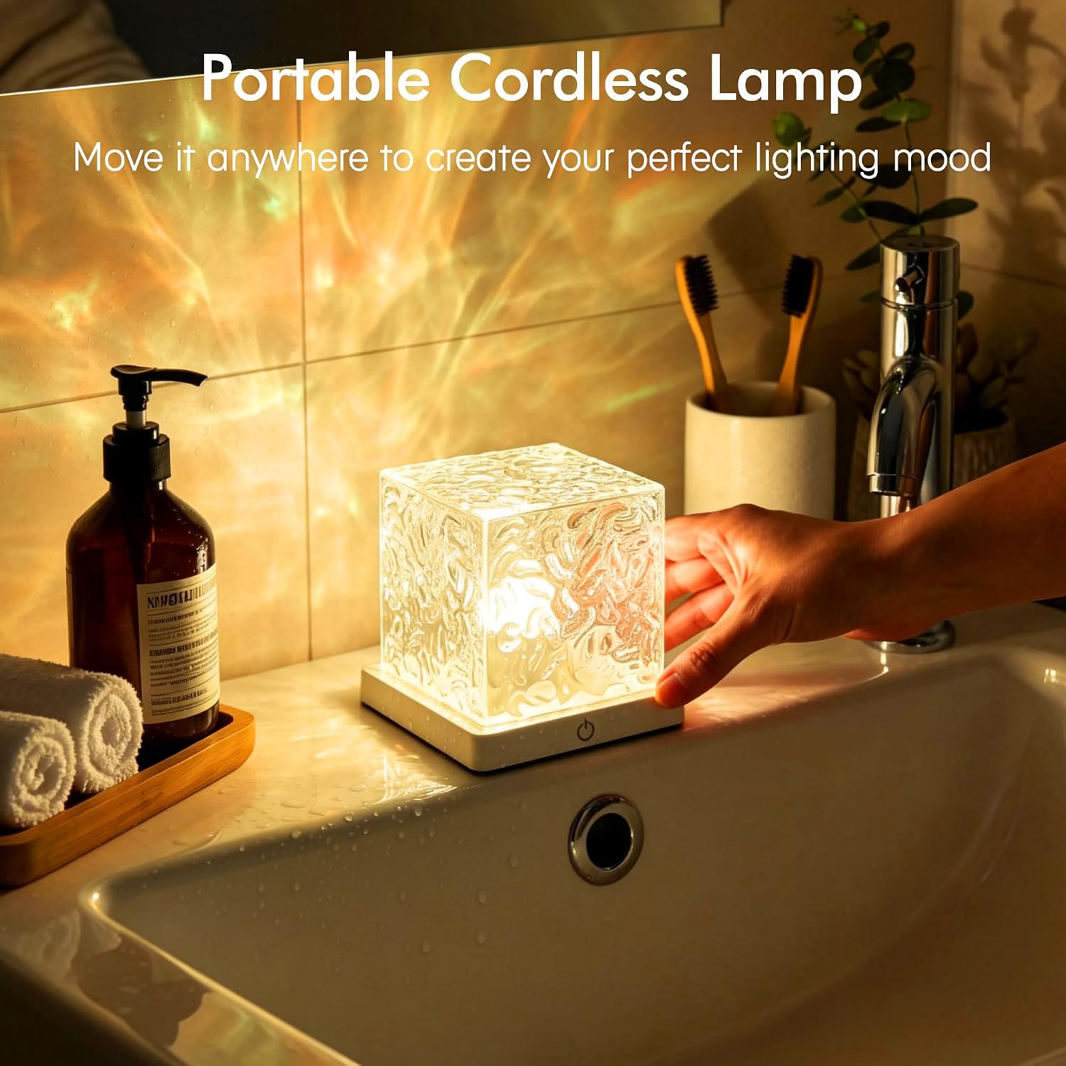 Waterproof Shower Light, Rechargeable Shower Lamp with 16 Color Changeable | Wireless Bathroom Lamp Mood Lighting with Touch & Remote Control, LED Ocean Wave Projector Light for Inside Shower, Bedroom - Image 6