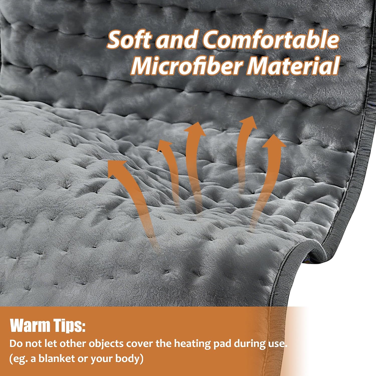 Electric Heating pad with 6 Heat Settings, Auto Shut Off, Dry Electric Heating for Back Neck Knee Arms Legs Shoulder Heat Pads for Christmas Birthday Father Mother's Day 24"X12", Gray Green - Image 3