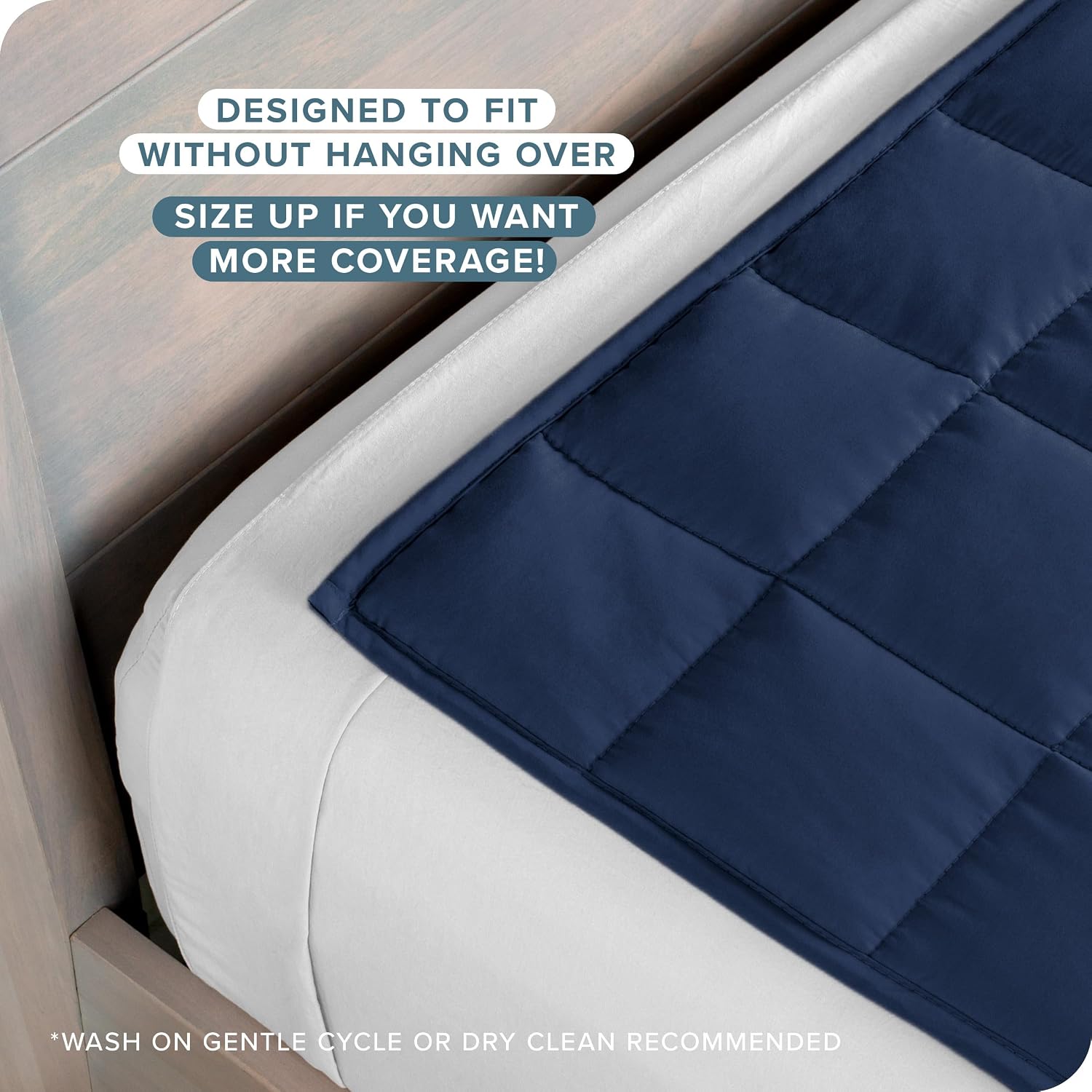 Bare Home Weighted Blanket All-Natural 100% Cotton with Nontoxic Glass Beads 60"x80" 17lbs, Dark Blue | Queen Size for Adults, All-Natural 100% Cotton, Premium Heavy Blanket Nontoxic Glass Beads - Image 3